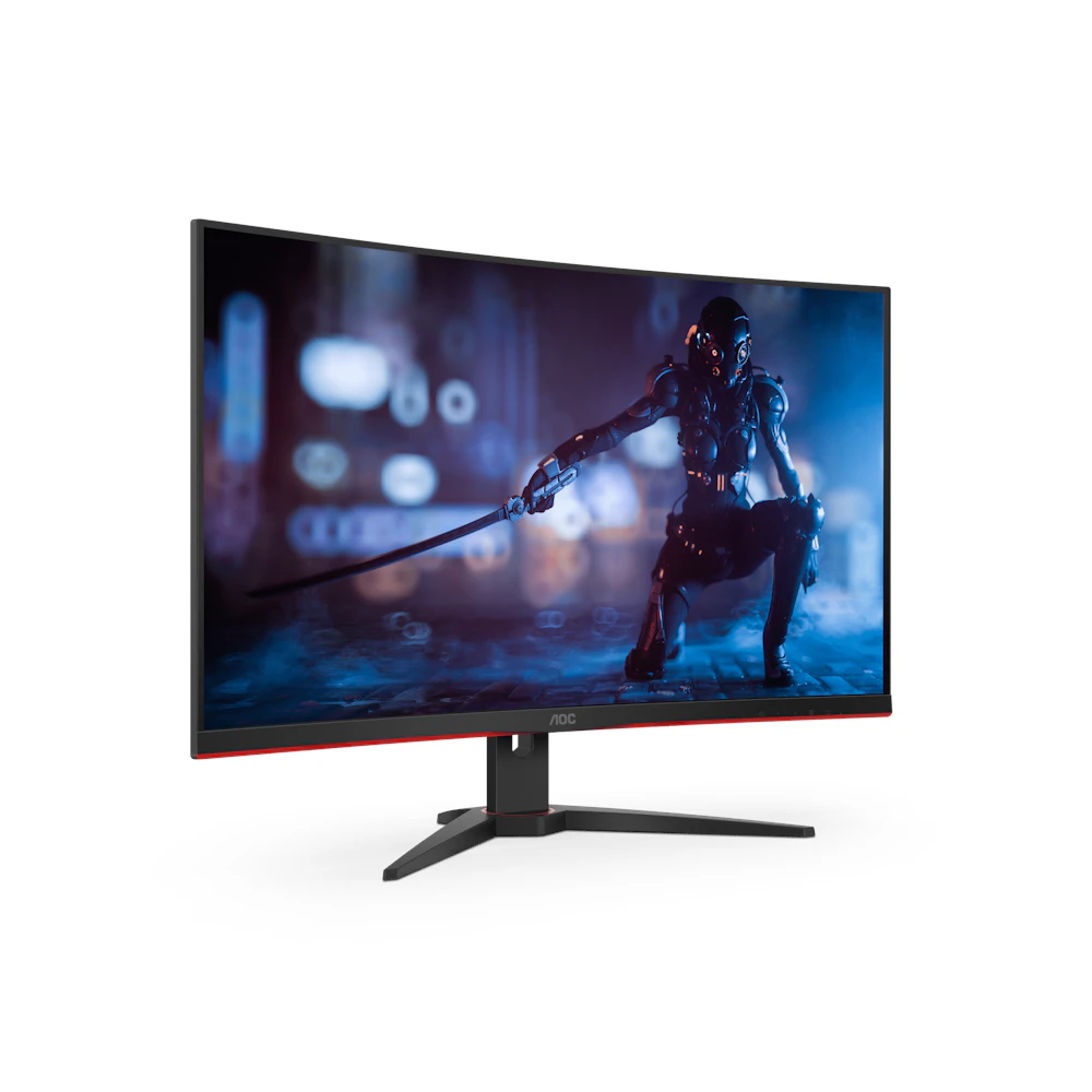 A large main feature product image of EX-DEMO AOC Gaming C32G2ZE - 32" Curved 1080p 240Hz VA Monitor