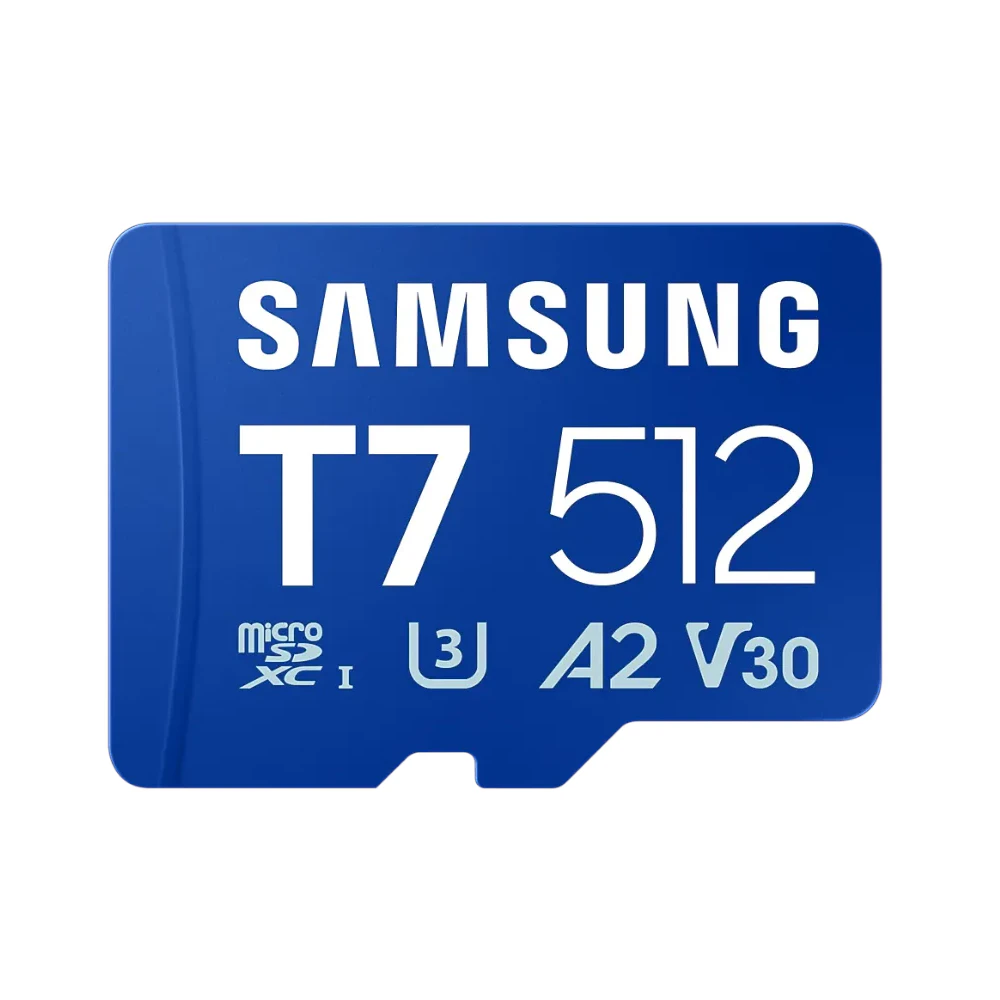 A large main feature product image of Samsung T7 microSDXC U3 A2 V30 UHS-I microSD Card - 512GB