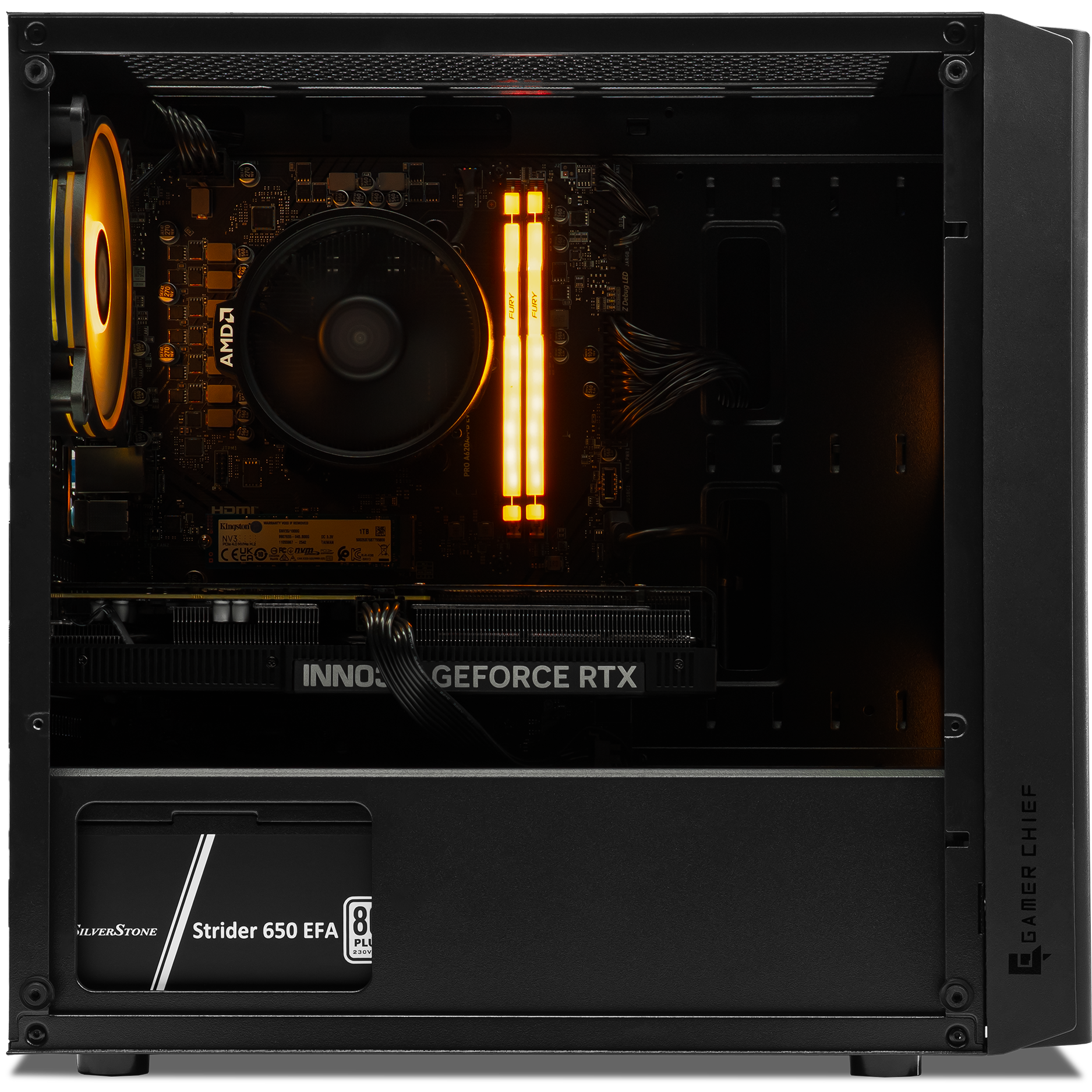 A large main feature product image of EX-DEMO PLE Topaz RTX 5060 Ti Prebuilt Ready To Go Gaming PC
