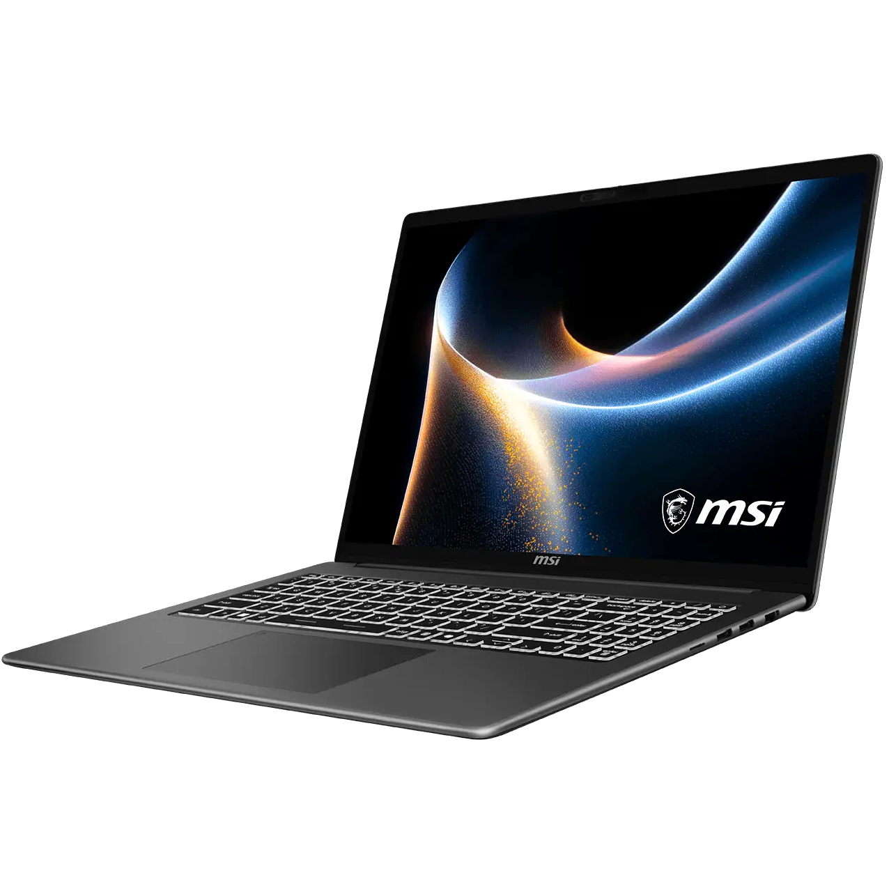 A large main feature product image of EX-DEMO MSI Modern 16S AI+ (G3M) - 16" OLED, Ultra 7 355, 16GB/512GB - Win 11 Notebook