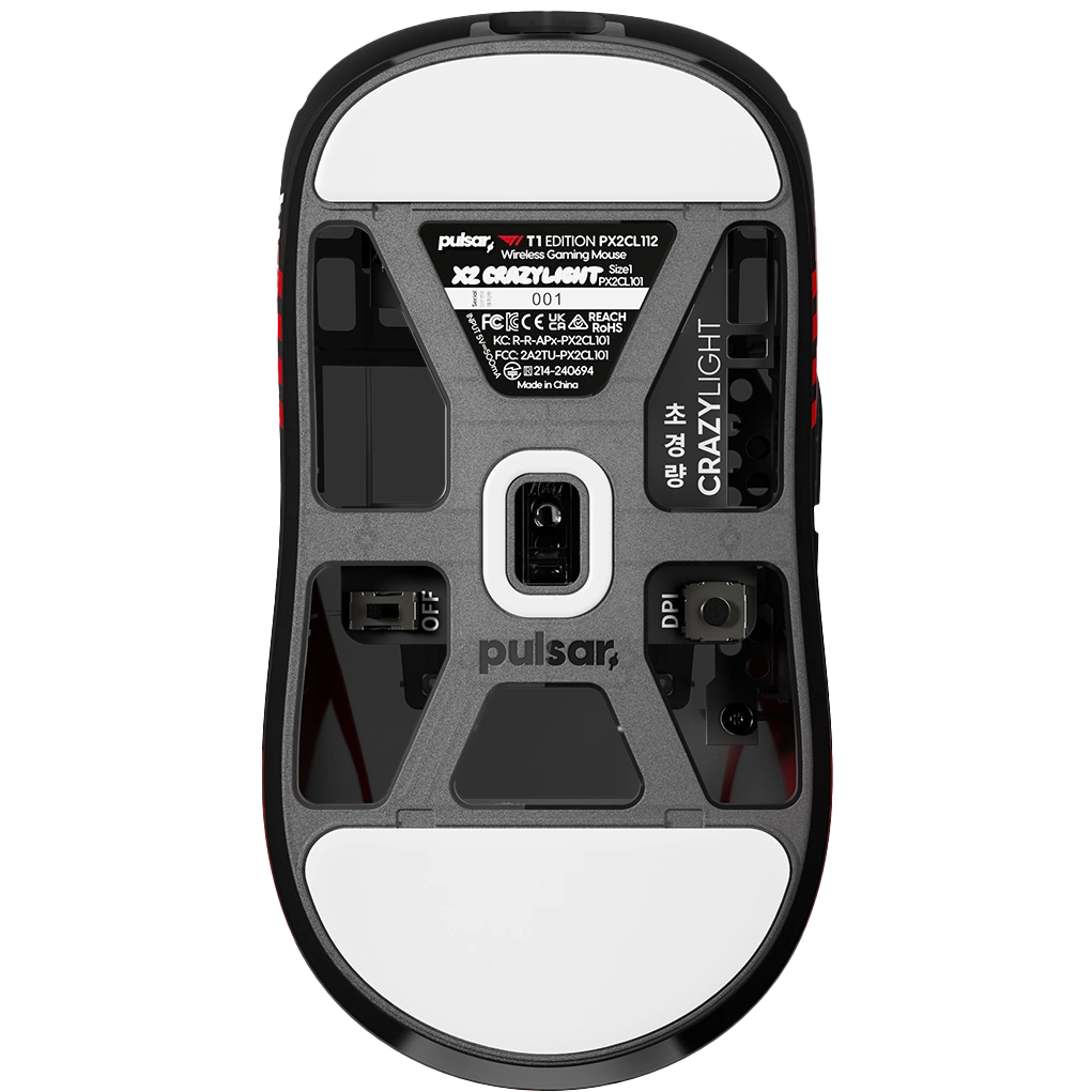 A large main feature product image of Pulsar X2 CrazyLight - 35g Ultra-Lightweight 8K Wireless Gaming Mouse (T1 Edition)