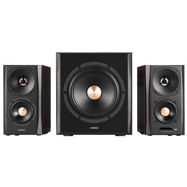 A large main feature product image of Edifier S360DB 2.1 Bluetooth Bookshelf Speakers with 8" Wireless Subwoofer