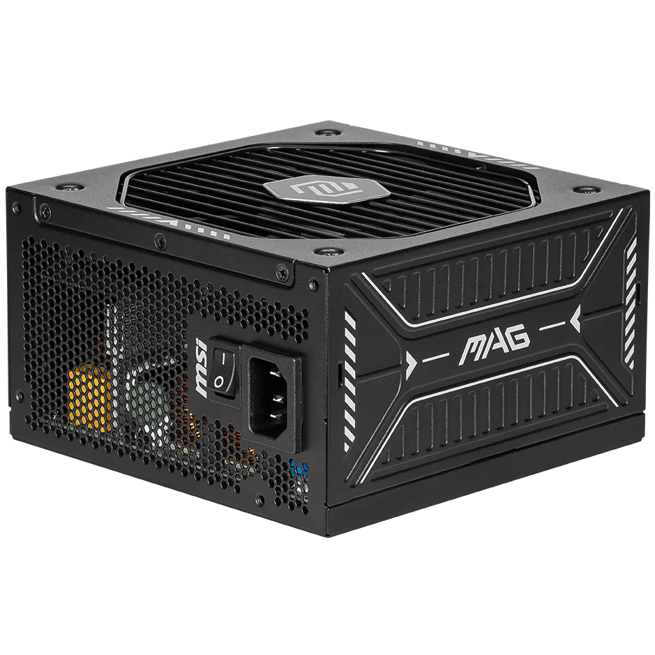 A large main feature product image of MSI MAG A750GLS - 750W Gold PCIe 5.1 ATX 3.1 Modular PSU