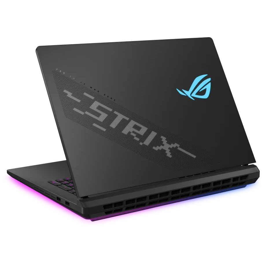 A large main feature product image of ASUS ROG Strix SCAR 18 (G835) - 18" 4K 240Hz, Ultra 9 290HX, RTX 5090, 64GB/1TB - Win 11 Gaming Notebook