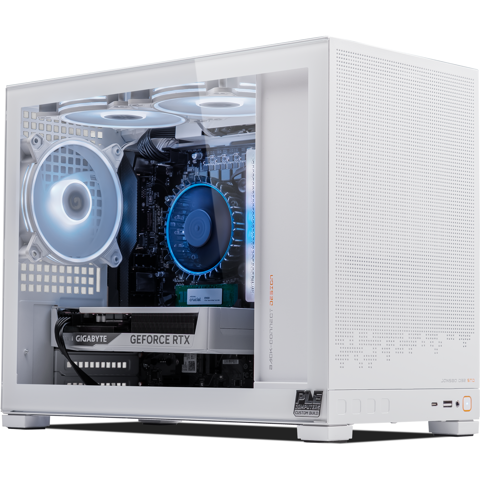 A large main feature product image of PLE Lumina RTX 5060 Prebuilt Ready To Go Gaming PC