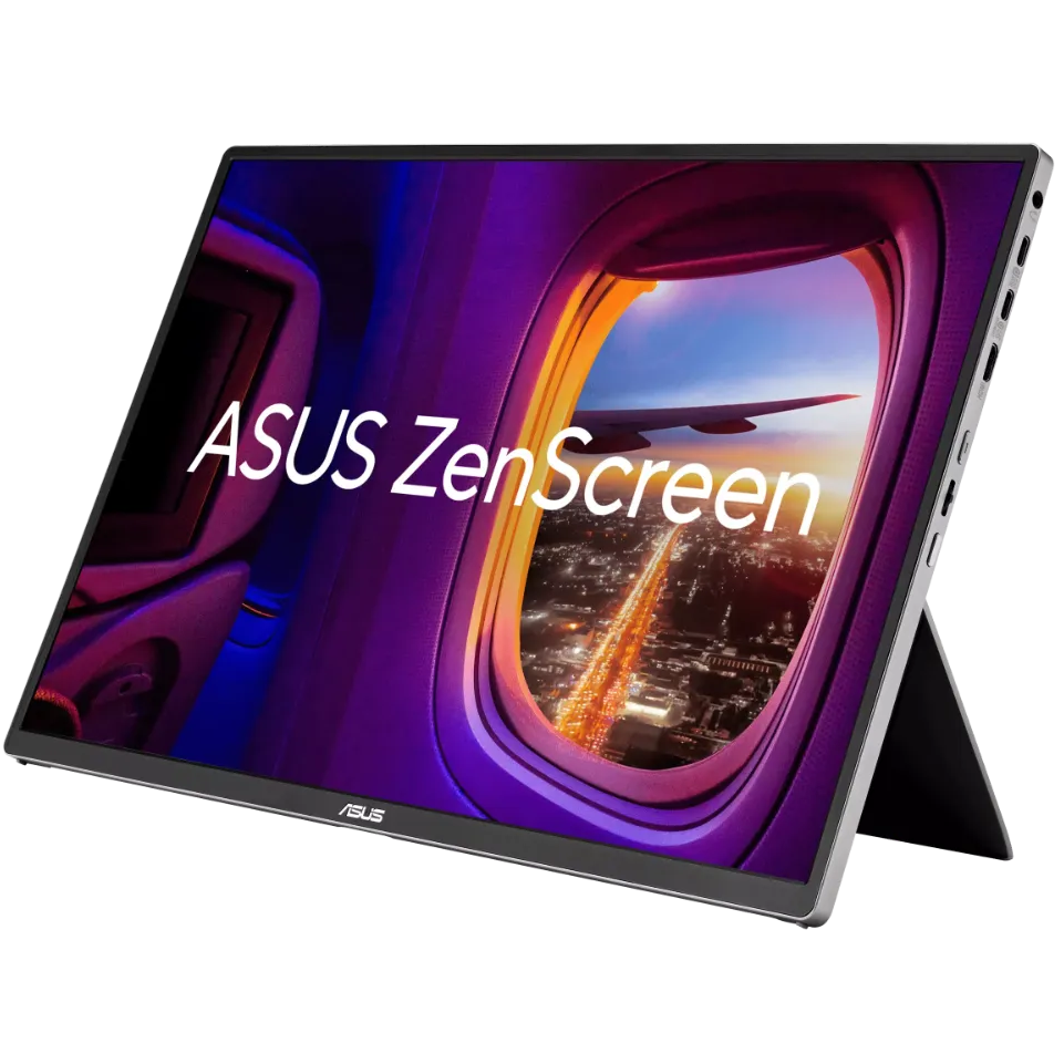 A large main feature product image of ASUS ZenScreen MB16FC - 16" 1200p 75Hz IPS  USB-C Power Pass Through Portable Monitor