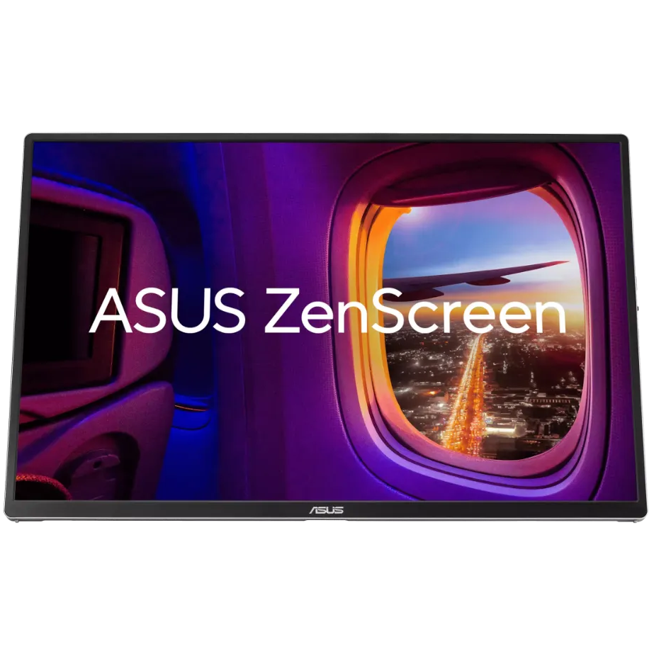 A large main feature product image of ASUS ZenScreen MB16FC - 16" 1200p 75Hz IPS  USB-C Power Pass Through Portable Monitor