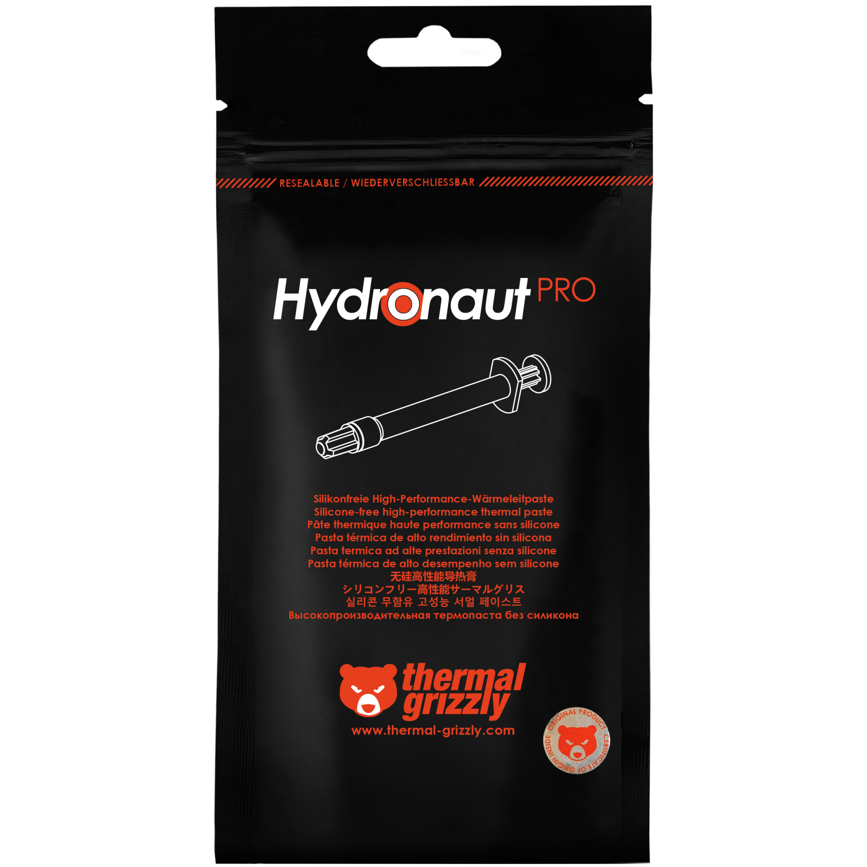 A large main feature product image of Thermal Grizzly Hydronaut Pro - Performance Thermal Compound (2g)
