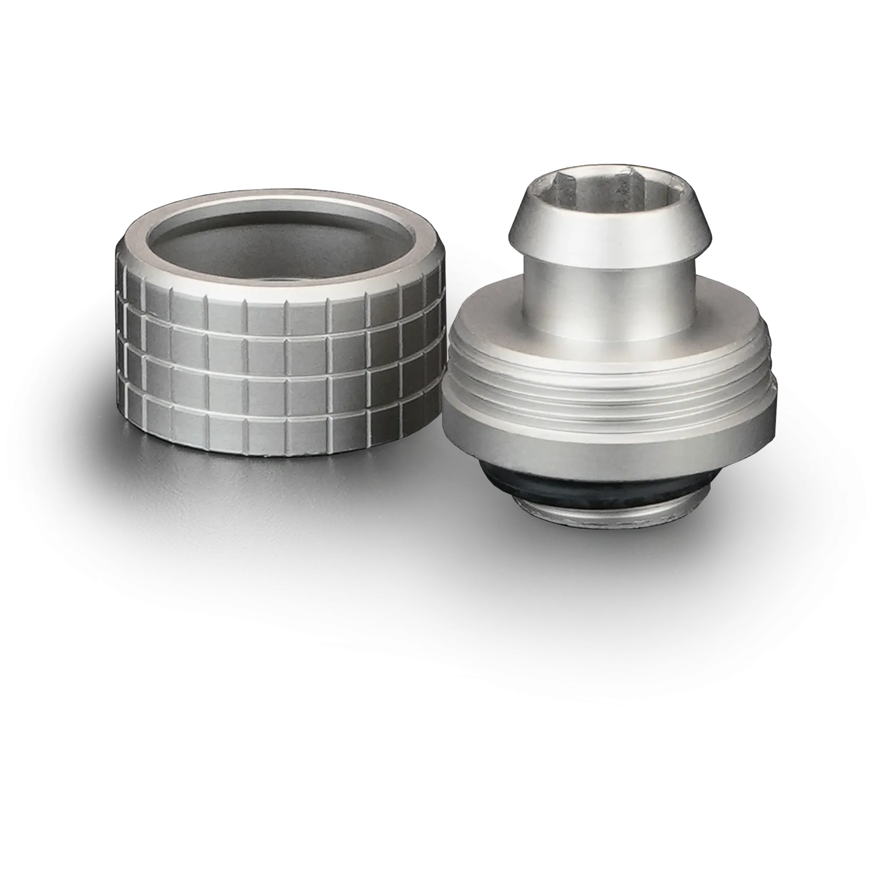 A large main feature product image of Thermal Grizzly DeltaMate ST16 - G1/4" 16mm Soft Tube Compression Fitting 6-Pack (Nickel)