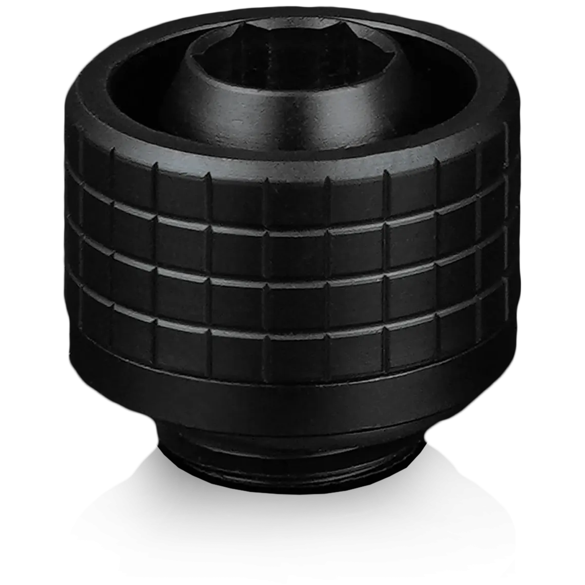 A large main feature product image of Thermal Grizzly DeltaMate ST16 - G1/4" 16mm Soft Tube Compression Fitting 6-Pack (Black)