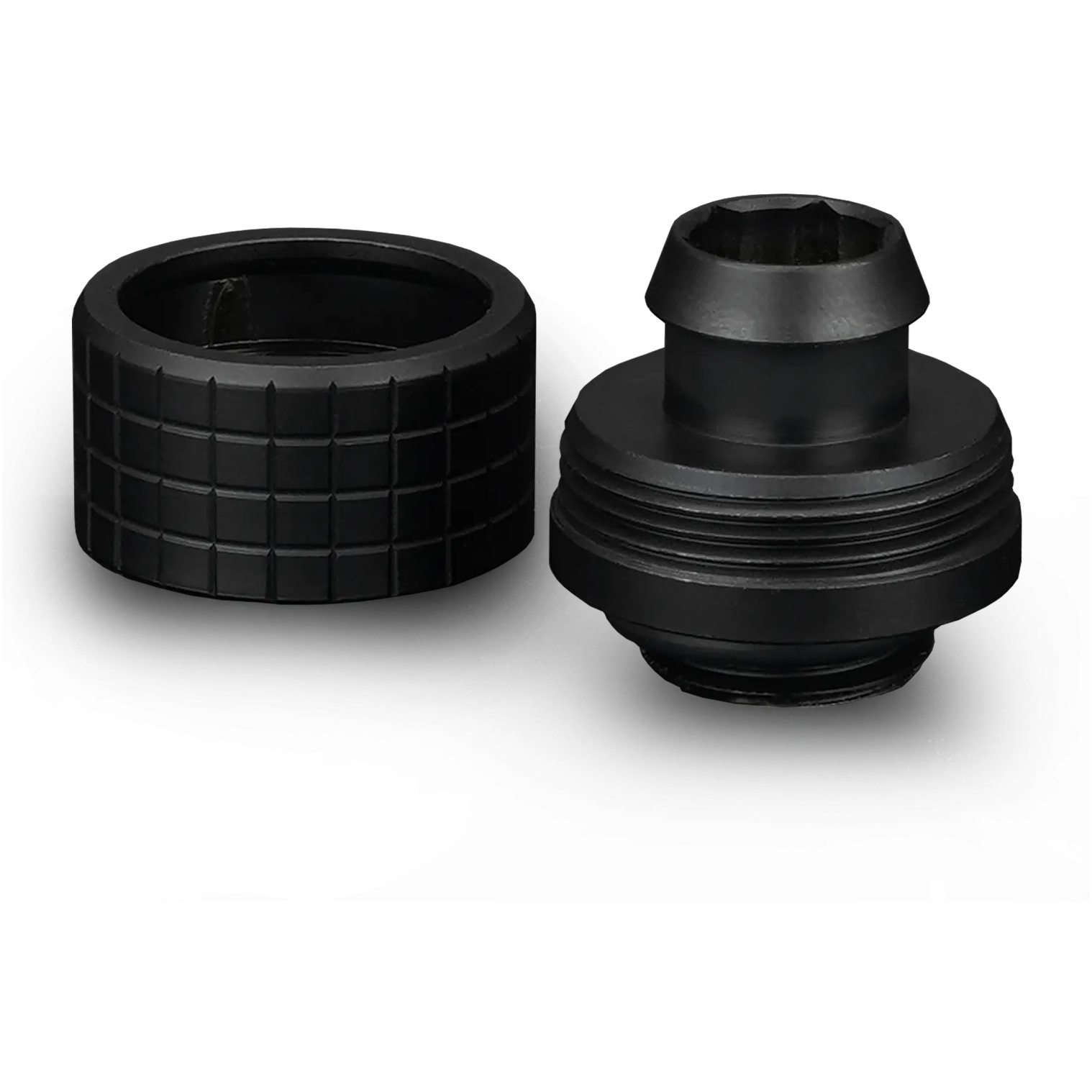 A large main feature product image of Thermal Grizzly DeltaMate ST16 - G1/4" 16mm Soft Tube Compression Fitting 6-Pack (Black)