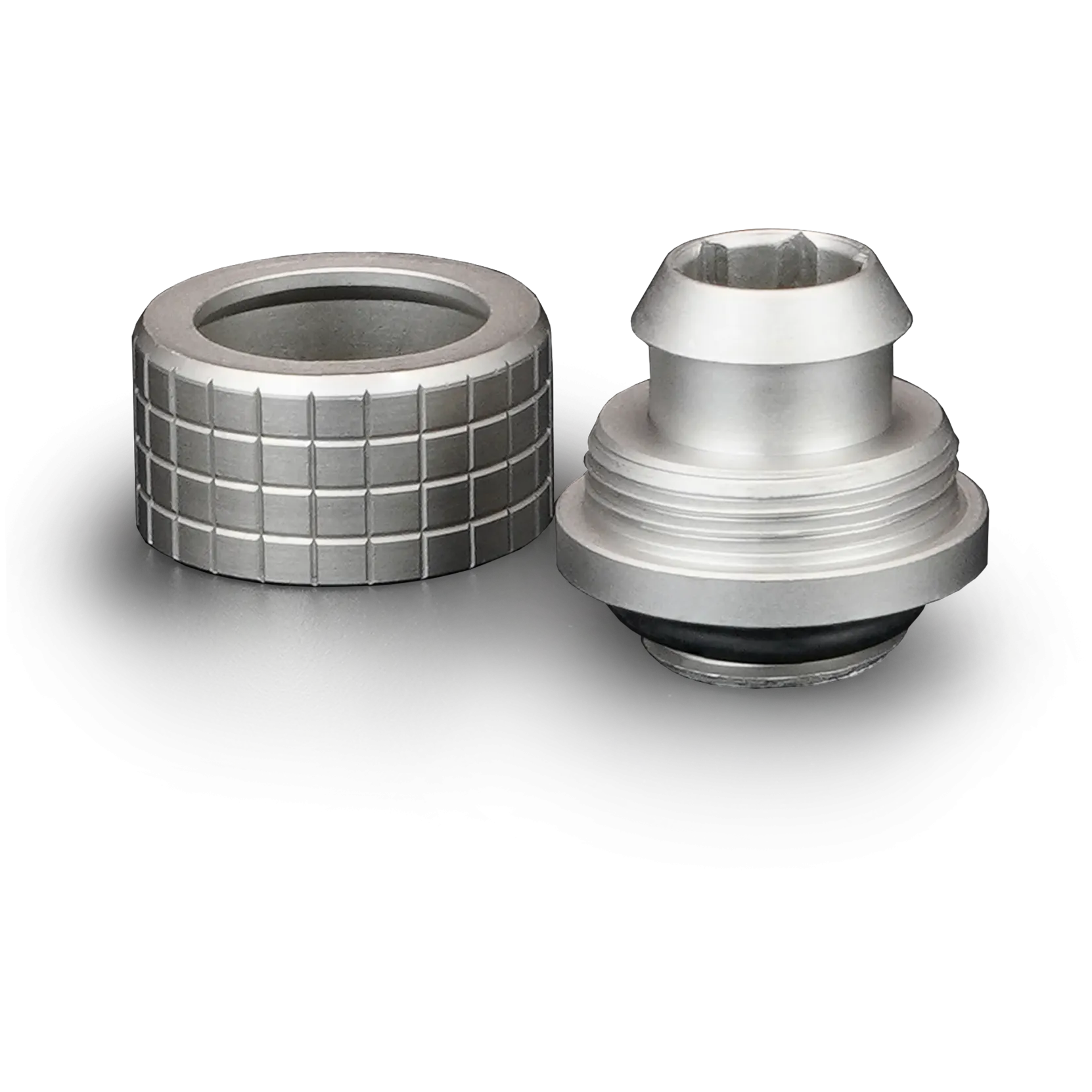 A large main feature product image of Thermal Grizzly DeltaMate ST13 - G1/4" 13mm Soft Tube Compression Fitting 6-Pack (Nickel)