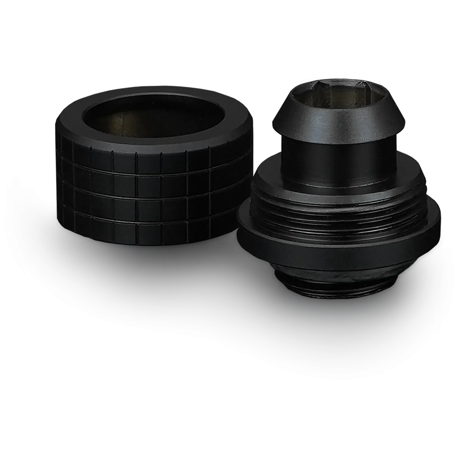 A large main feature product image of Thermal Grizzly DeltaMate ST13 - G1/4" 13mm Soft Tube Compression Fitting 6-Pack (Black)