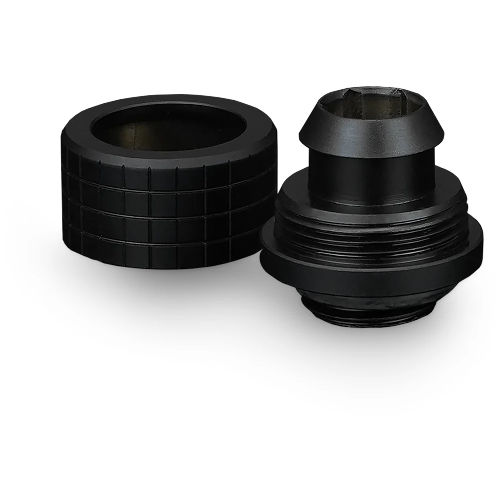 A large main feature product image of Thermal Grizzly DeltaMate ST13 - G1/4" 13mm Soft Tube Compression Fitting 6-Pack (Black)