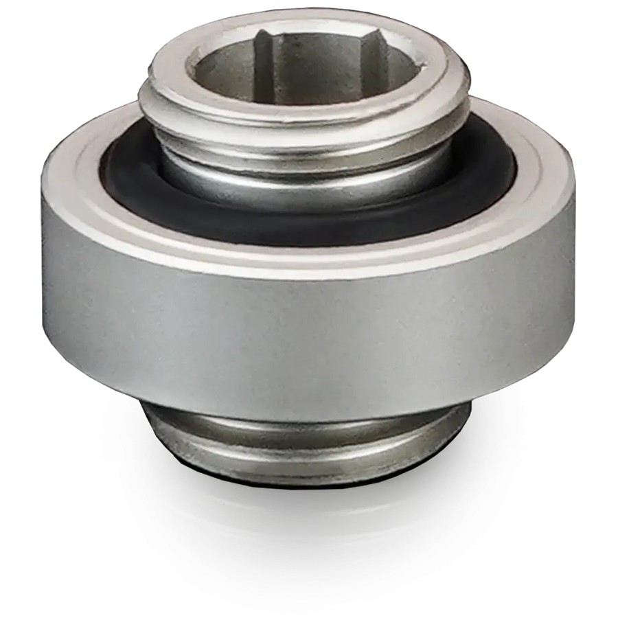 A large main feature product image of Thermal Grizzly DeltaMate Extender MM7R - G1/4" 7mm Male-Male Joiner Fitting (Nickel)