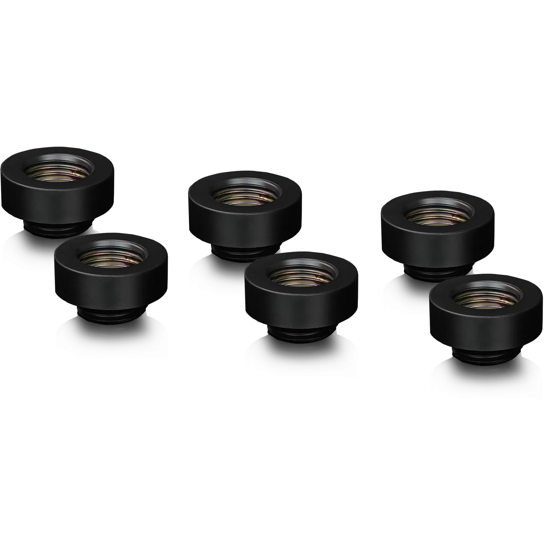 A large main feature product image of Thermal Grizzly DeltaMate Extender MF7 - G1/4" 7mm Extension Fitting 6-Pack (Black)