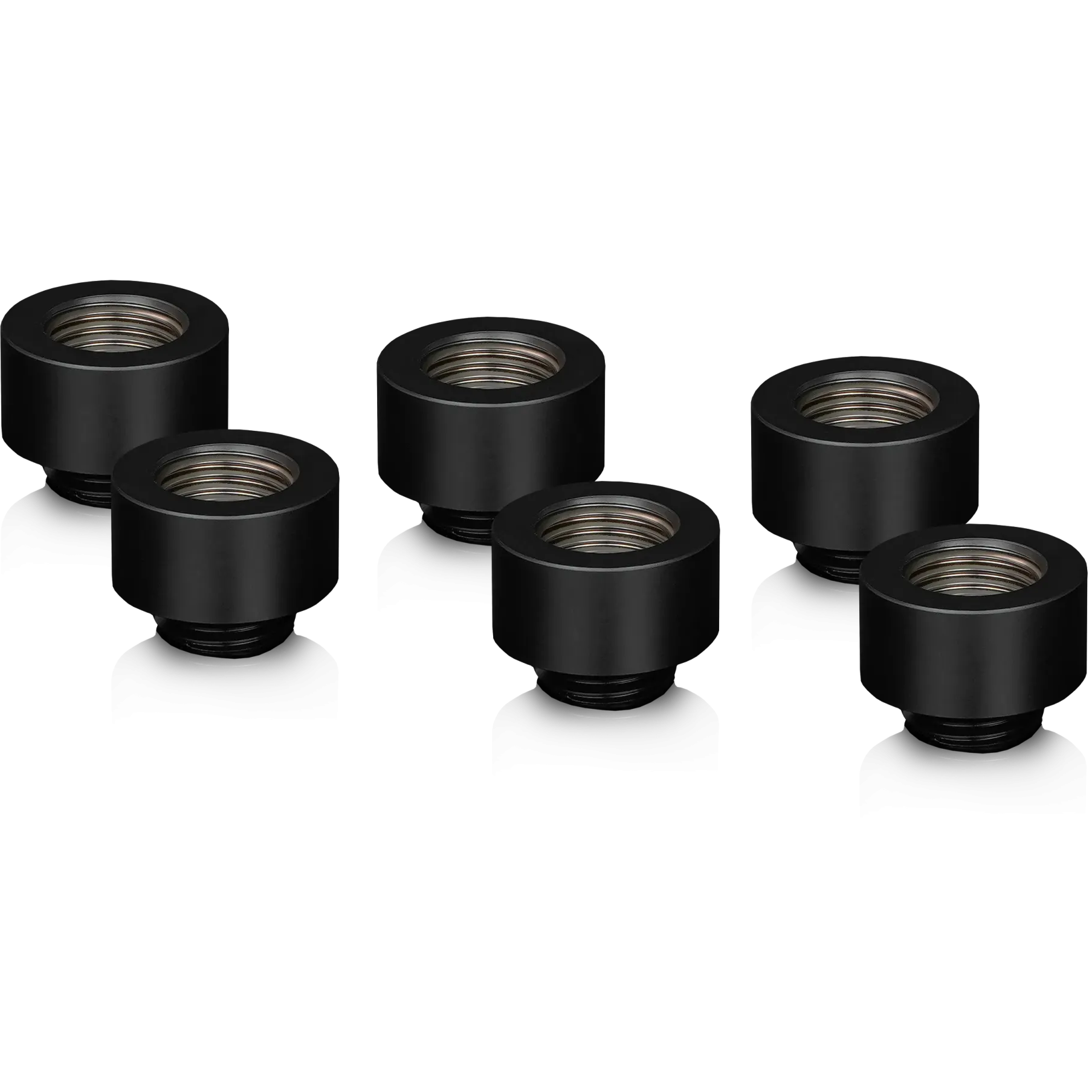 A large main feature product image of Thermal Grizzly DeltaMate Extender MF10 - G1/4" 10mm Extension Fitting 6-Pack (Black)