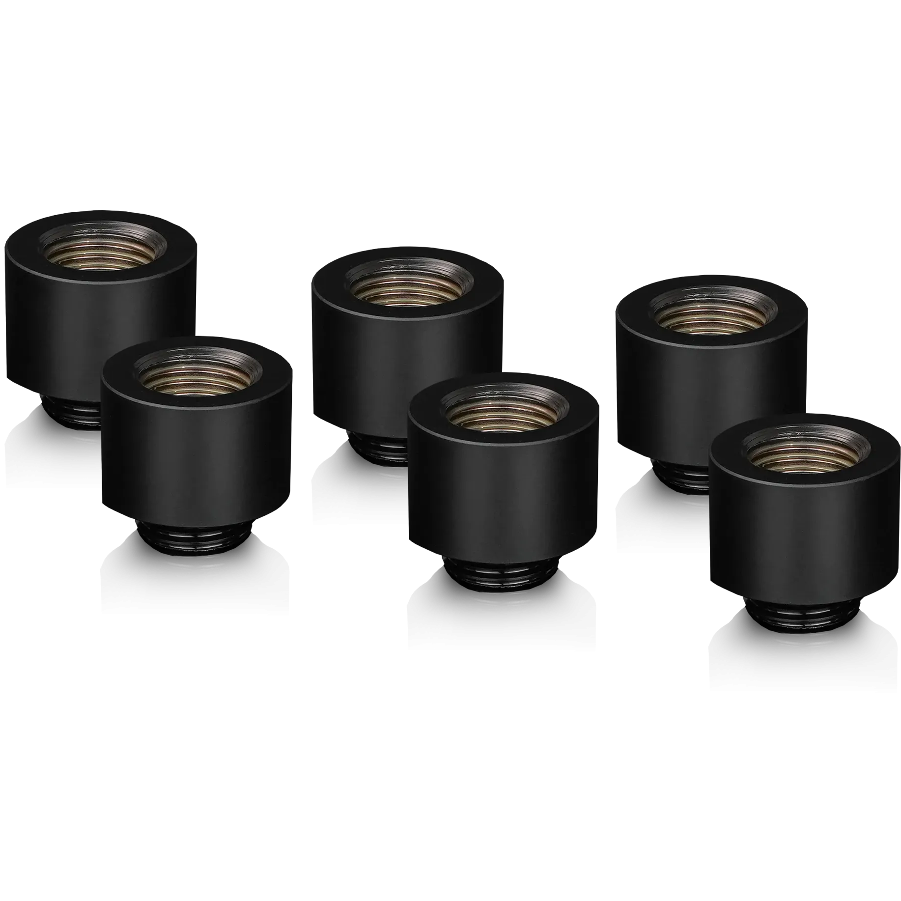 A large main feature product image of Thermal Grizzly DeltaMate Extender MF14 - G1/4" 14mm Extension Fitting 6-Pack (Black)