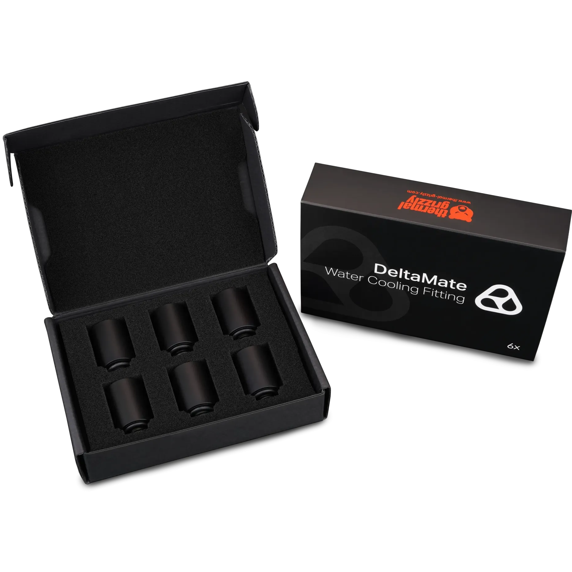 A large main feature product image of Thermal Grizzly DeltaMate Extender MF28 - G1/4" 28mm Extension Fitting (Black)