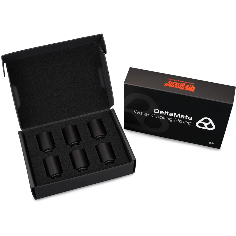 A large main feature product image of Thermal Grizzly DeltaMate Extender MF28 - G1/4" 28mm Extension Fitting (Black)