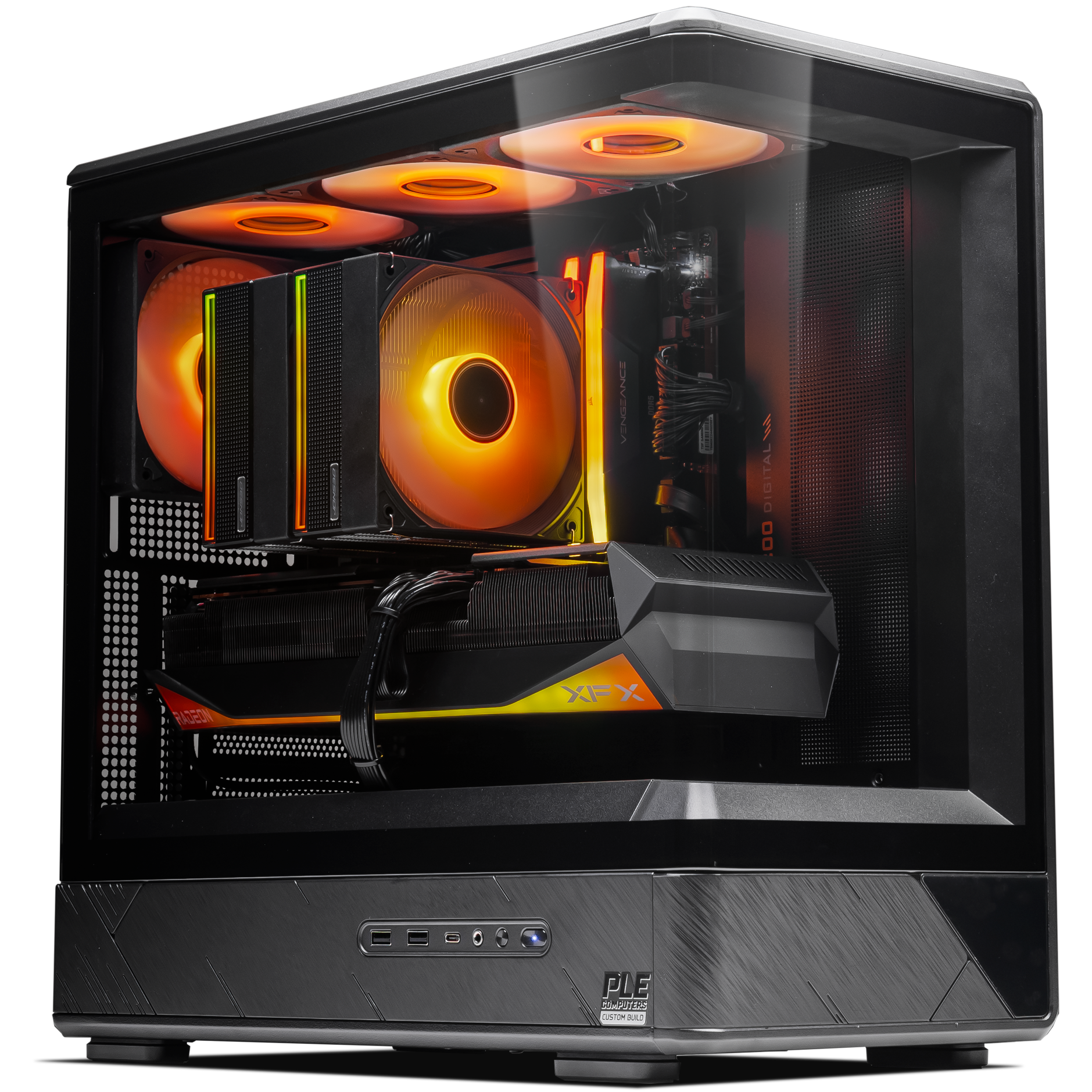 A large main feature product image of EX-DEMO PLE Dawn RX 9070 XT Prebuilt Ready To Go Gaming PC