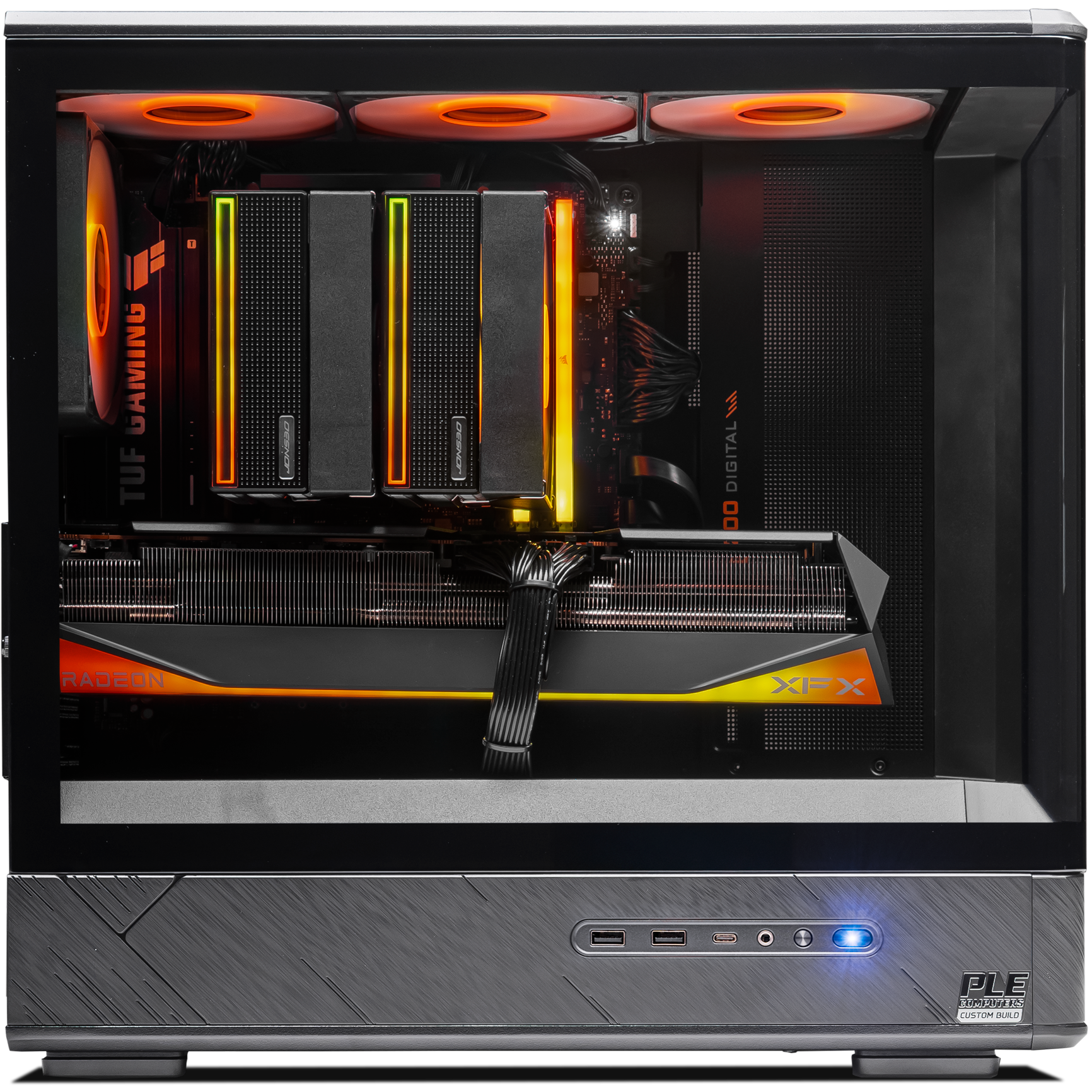 A large main feature product image of EX-DEMO PLE Dawn RX 9070 XT Prebuilt Ready To Go Gaming PC