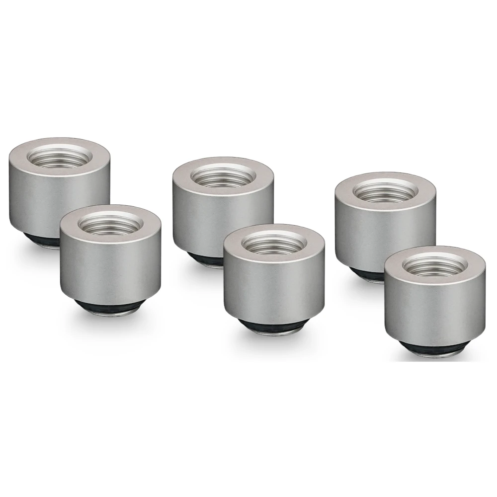 A large main feature product image of Thermal Grizzly DeltaMate Extender MF14 - G1/4" 14mm Extension Fitting 6-Pack (Nickel)