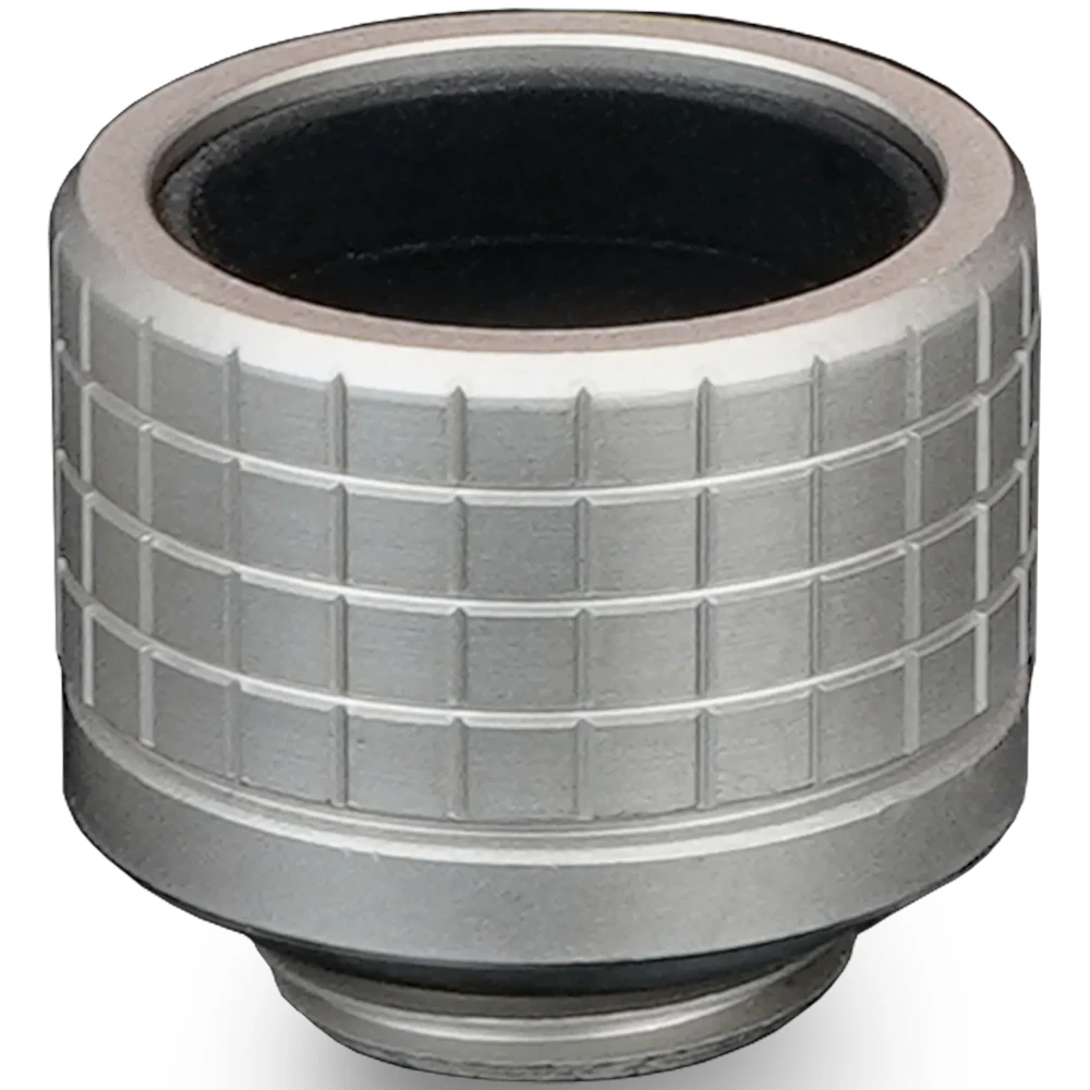 A large main feature product image of Thermal Grizzly DeltaMate HT16 - G1/4" 16mm Hard Tube Compression Fitting 6-Pack (Nickel)