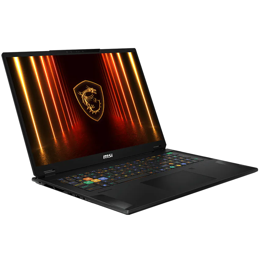 A large main feature product image of MSI Stealth A18 AI+ (A3XW) - 18" 120Hz, Ryzen AI 9 HX 370, RTX 5090, 64GB/2TB - Win 11 Gaming Notebook