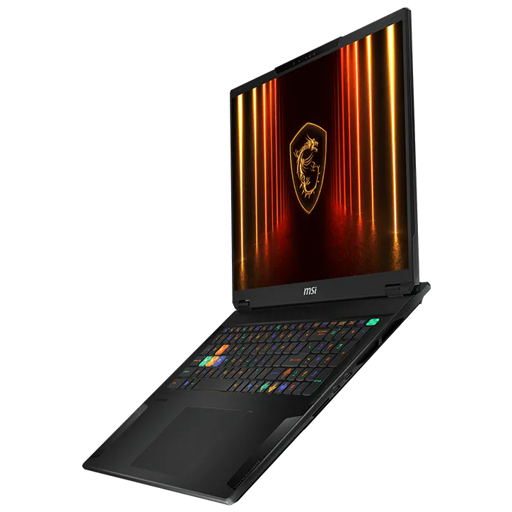 A large main feature product image of MSI Stealth A18 AI+ (A3XW) - 18" 120Hz, Ryzen AI 9 HX 370, RTX 5090, 64GB/2TB - Win 11 Gaming Notebook