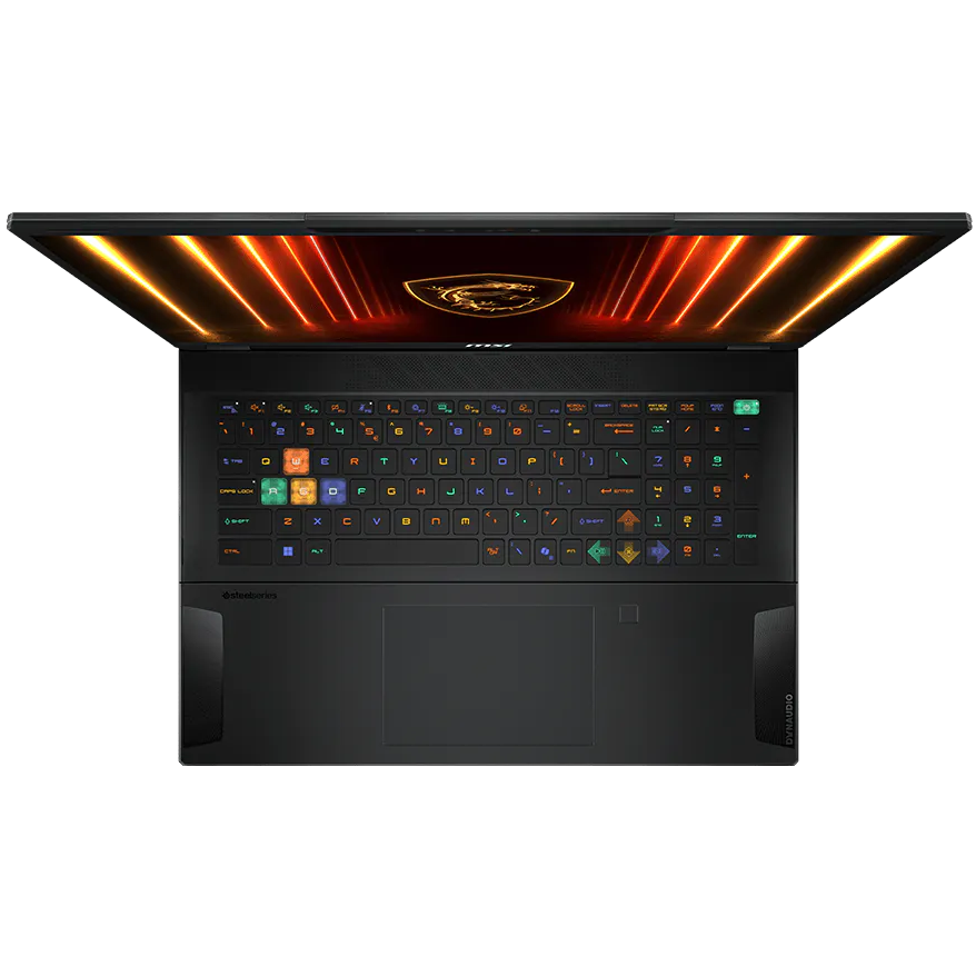 A large main feature product image of MSI Stealth A18 AI+ (A3XW) - 18" 120Hz, Ryzen AI 9 HX 370, RTX 5090, 64GB/2TB - Win 11 Gaming Notebook