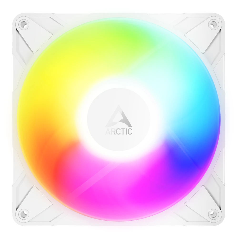 A large main feature product image of EX-DEMO ARCTIC P14 Pro Reverse ARGB 140mm Performance PWM Fan 3-Pack (White)