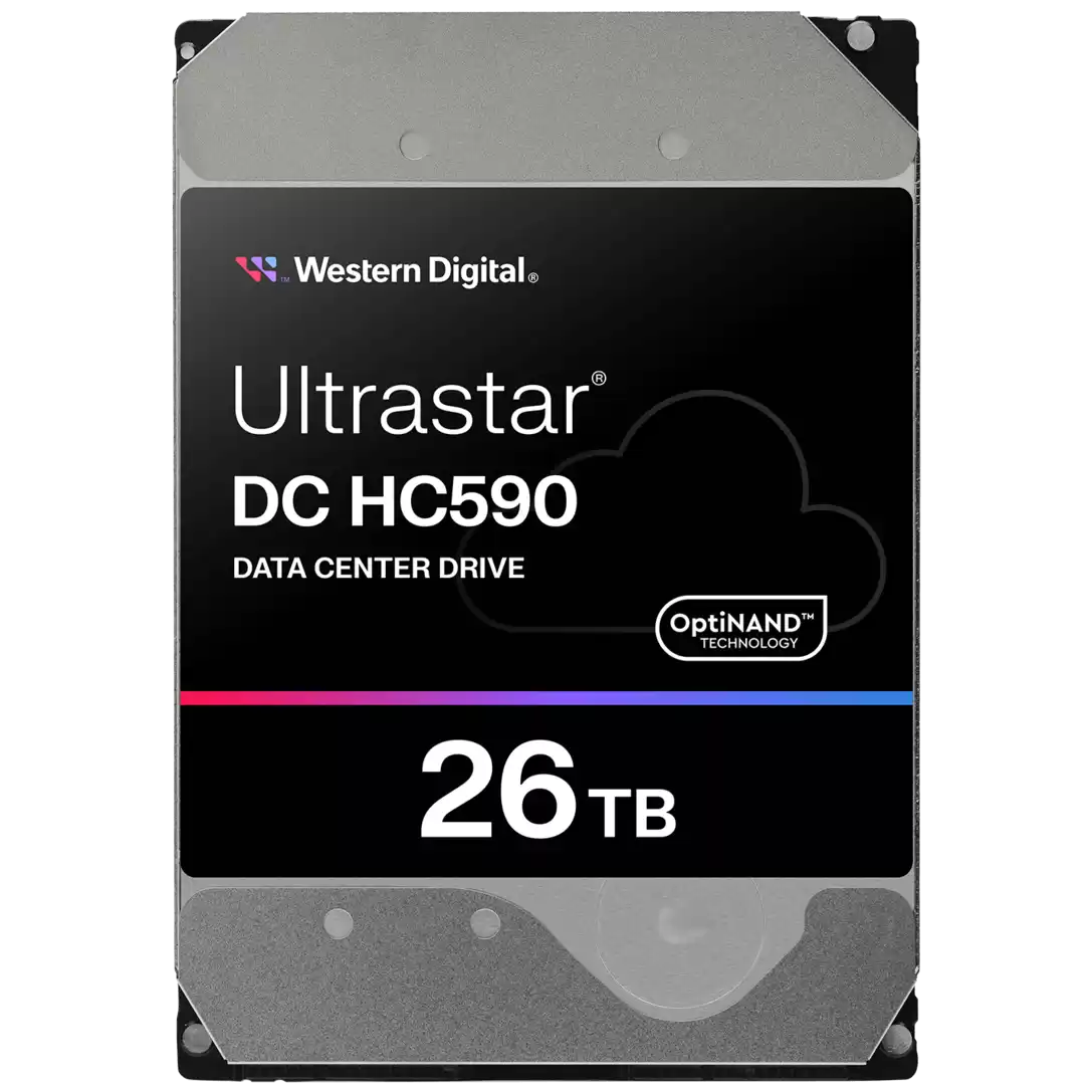 A large main feature product image of WD Ultrastar DC HC590 3.5" Data Center SATA HDD - 26TB 512MB SE