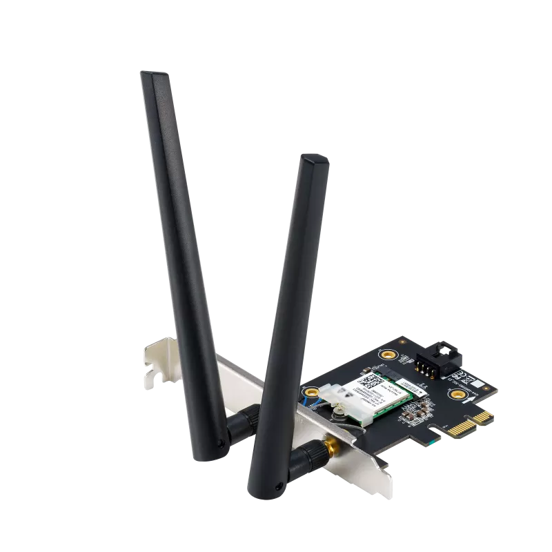 A large main feature product image of EX-DEMO ASUS PCE-BE6500 Wireless-BE6500 6GHz WiFi7 PCIe Adapter with Bluetooth 5.4 (OEM Packaging)