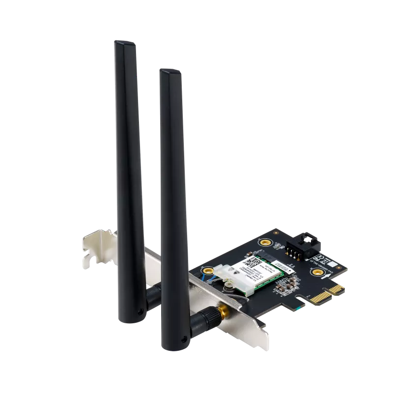 A large main feature product image of EX-DEMO ASUS PCE-BE6500 Wireless-BE6500 6GHz WiFi7 PCIe Adapter with Bluetooth 5.4 (OEM Packaging)