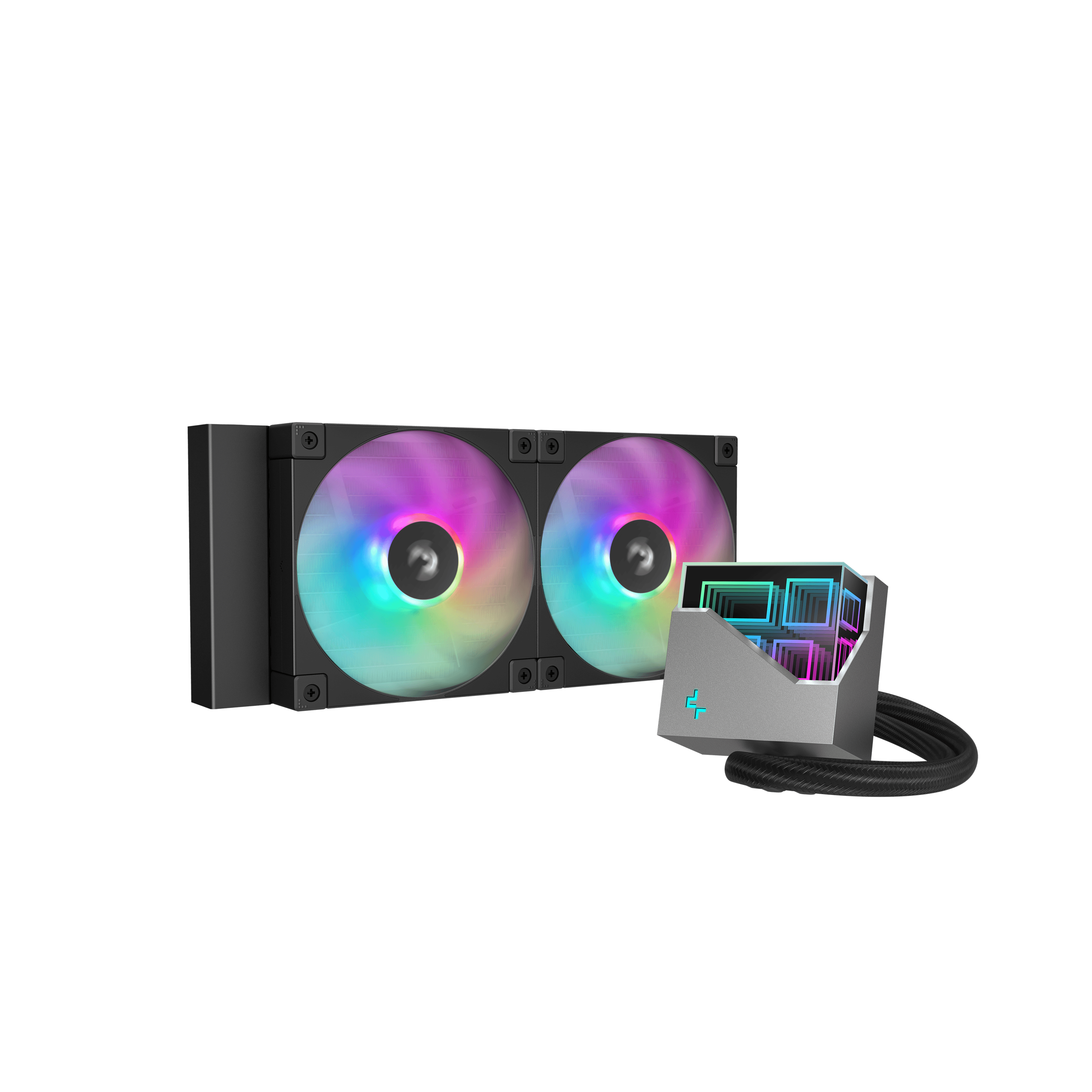 A large main feature product image of EX-DEMO DeepCool LT240 ARGB AIO Liquid CPU Cooler (Black)