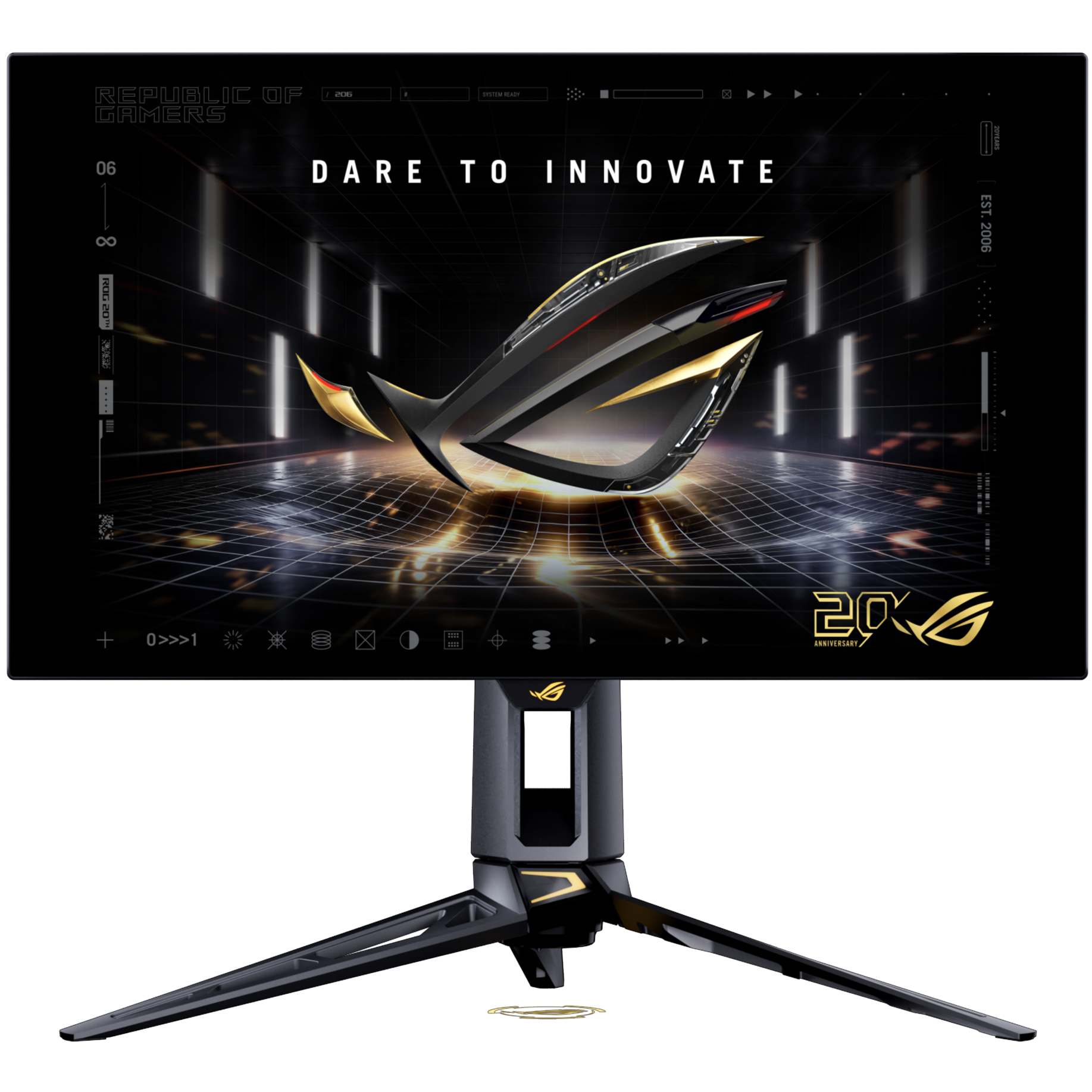 A large main feature product image of ASUS ROG Swift OLED PG27AQWP-G Edition 20 - 27" 1440p 540Hz/720p 720Hz 0.02ms Gaming Monitor