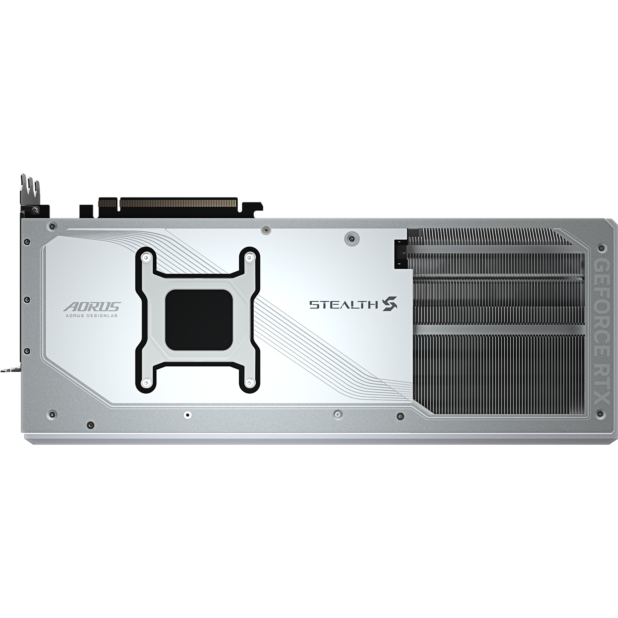 A large main feature product image of Gigabyte AORUS GeForce RTX 5090 STEALTH ICE 32GB GDDR7
