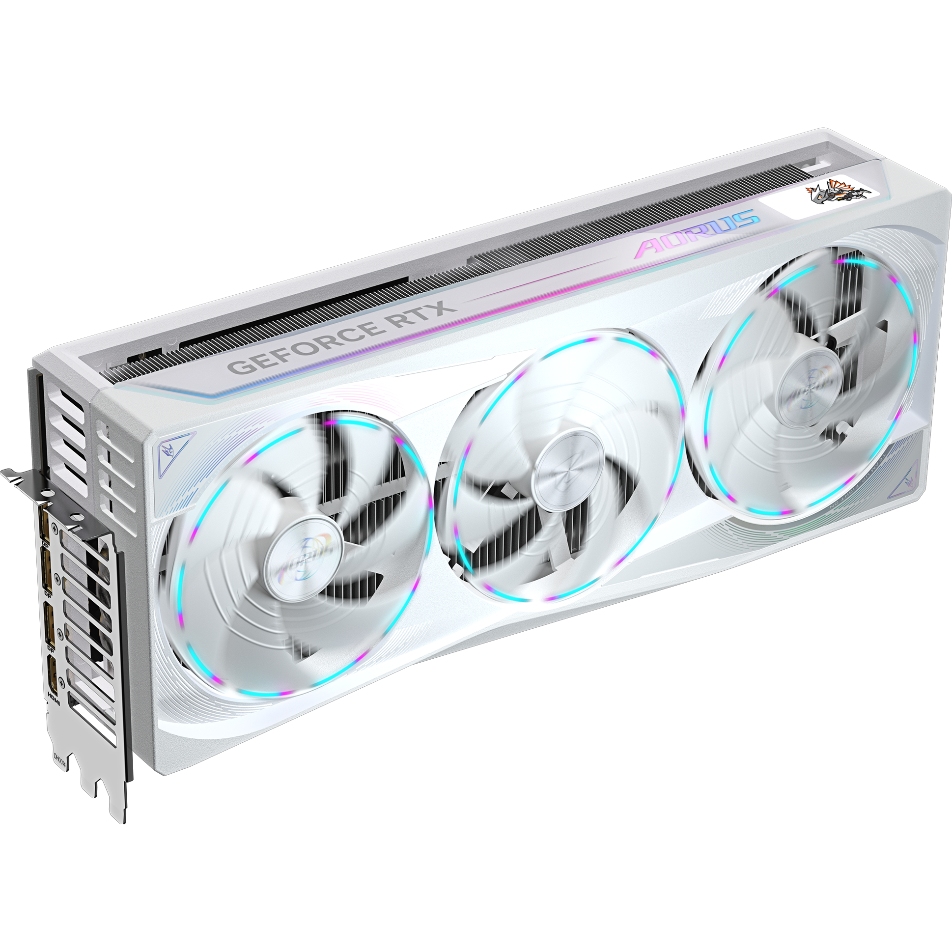 A large main feature product image of Gigabyte AORUS GeForce RTX 5090 STEALTH ICE 32GB GDDR7