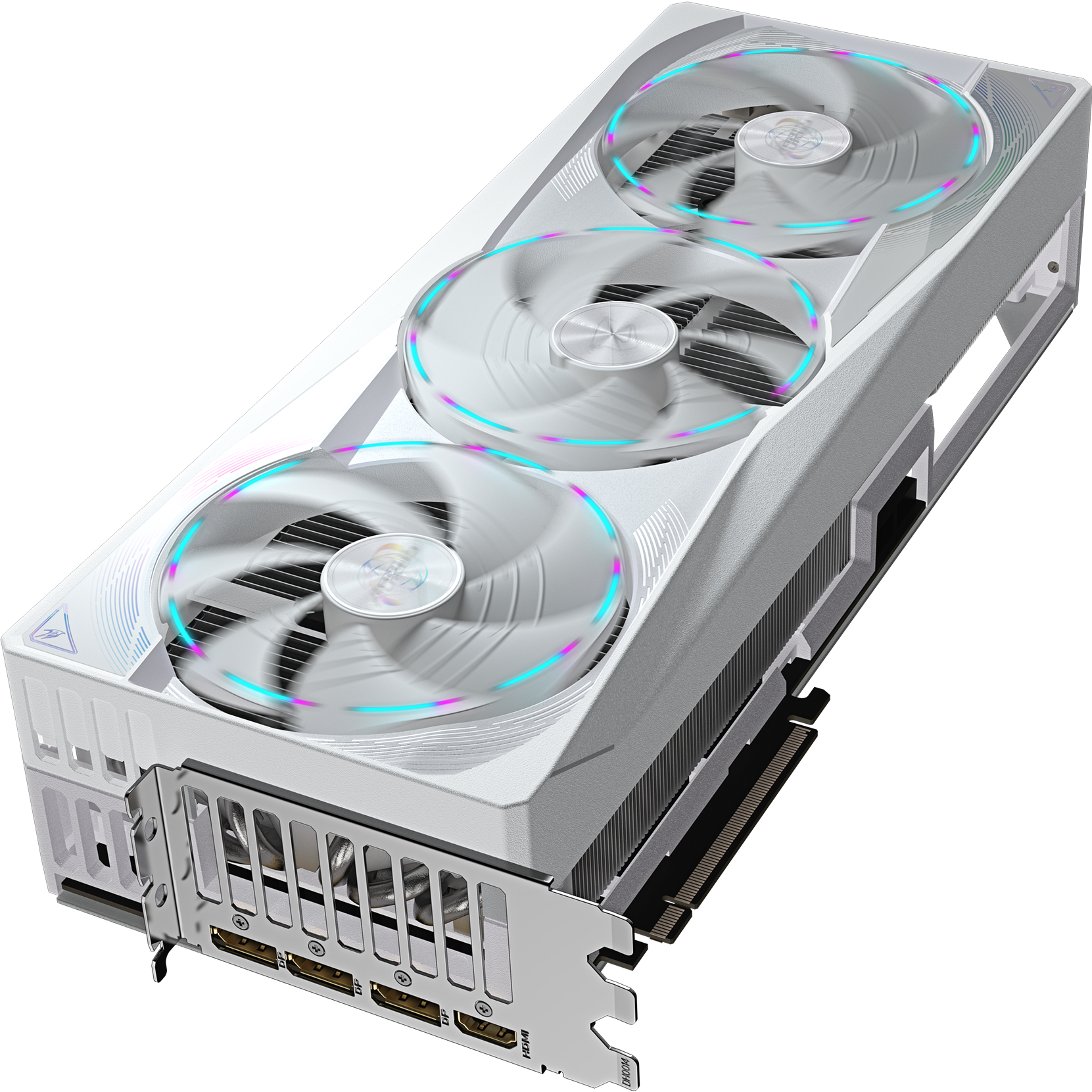 A large main feature product image of Gigabyte AORUS GeForce RTX 5090 STEALTH ICE 32GB GDDR7