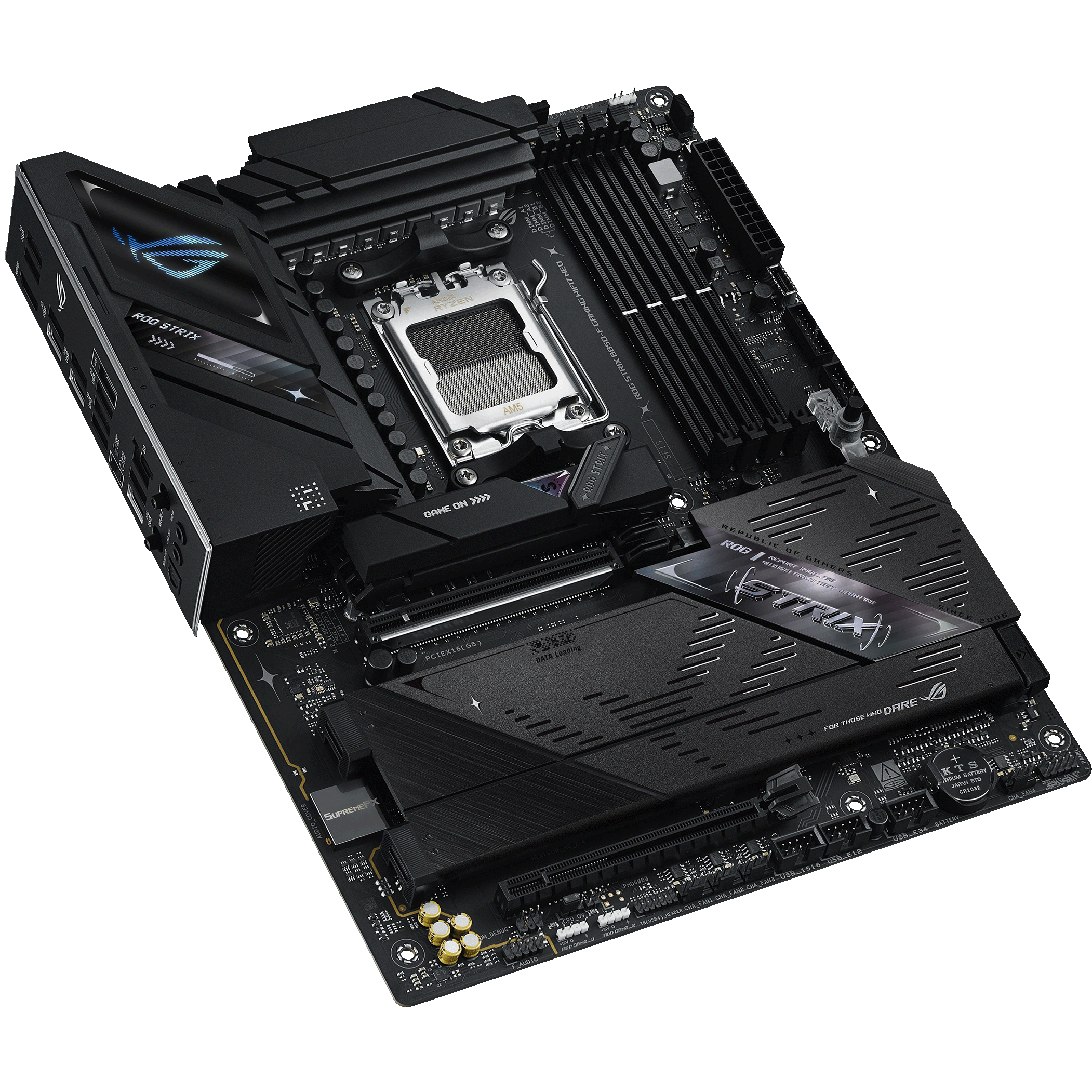 A large main feature product image of ASUS ROG Strix B850-F Gaming WiFi7 NEO AM5 ATX Desktop Motherboard