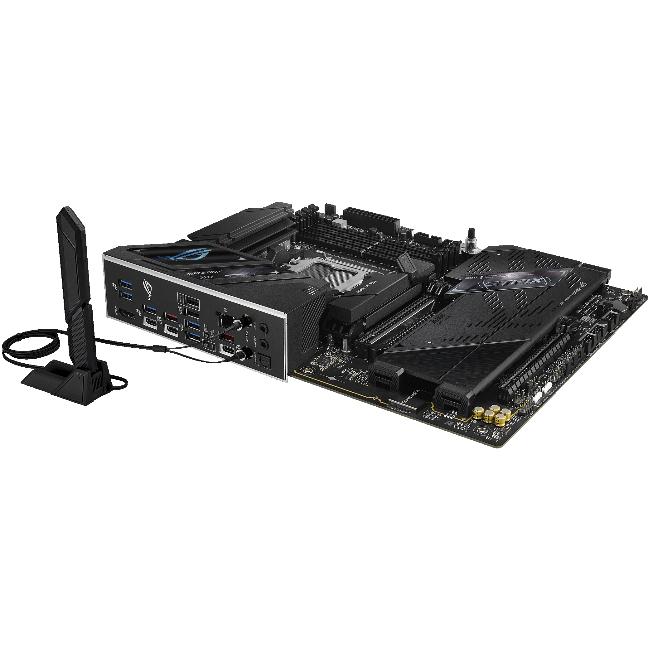 A large main feature product image of ASUS ROG Strix B850-F Gaming WiFi7 NEO AM5 ATX Desktop Motherboard