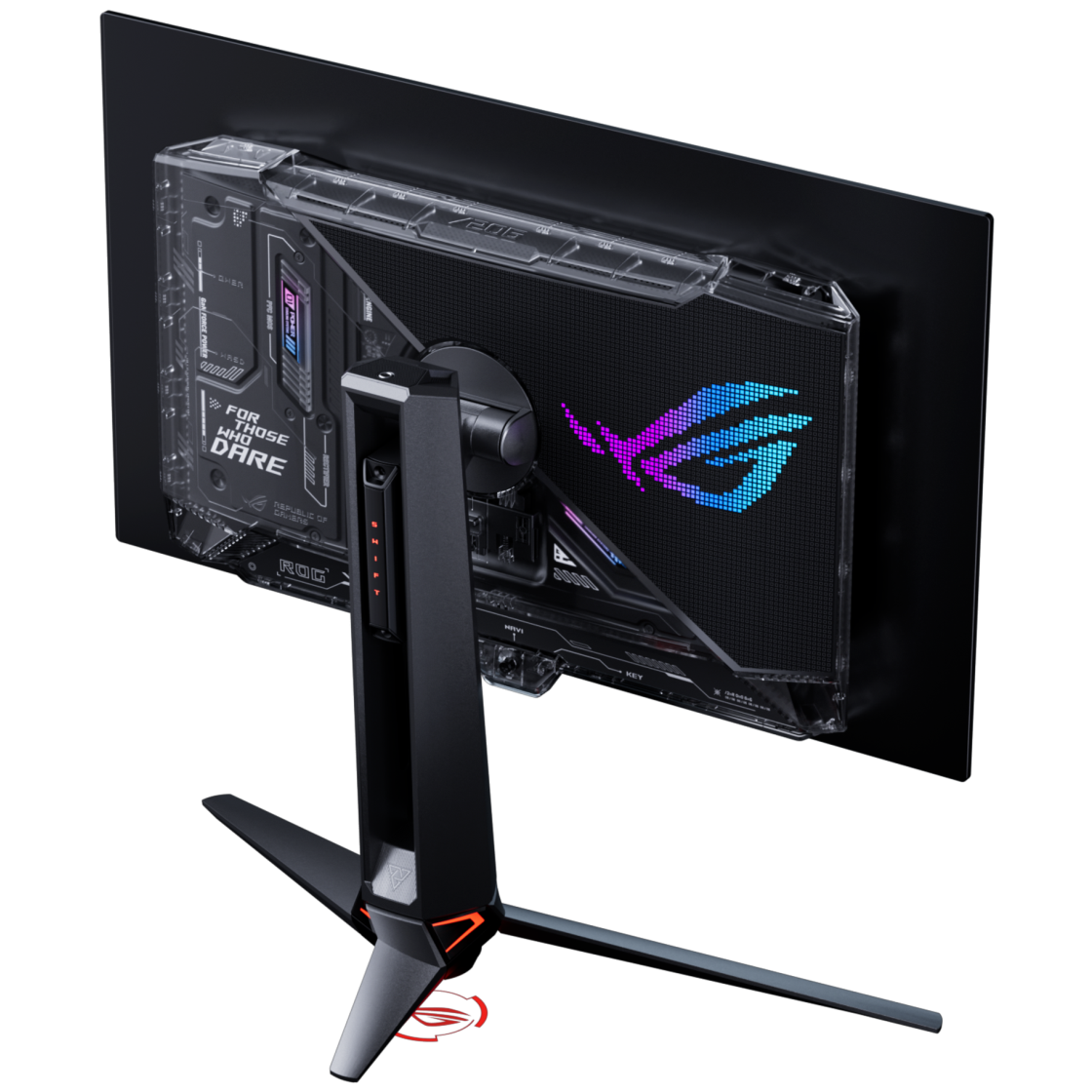 A large main feature product image of ASUS ROG Swift OLED PG27UCWM - 27" 4K 240Hz/1080p 480Hz 0.03ms Dual-Mode RGB Stripe Gaming Monitor