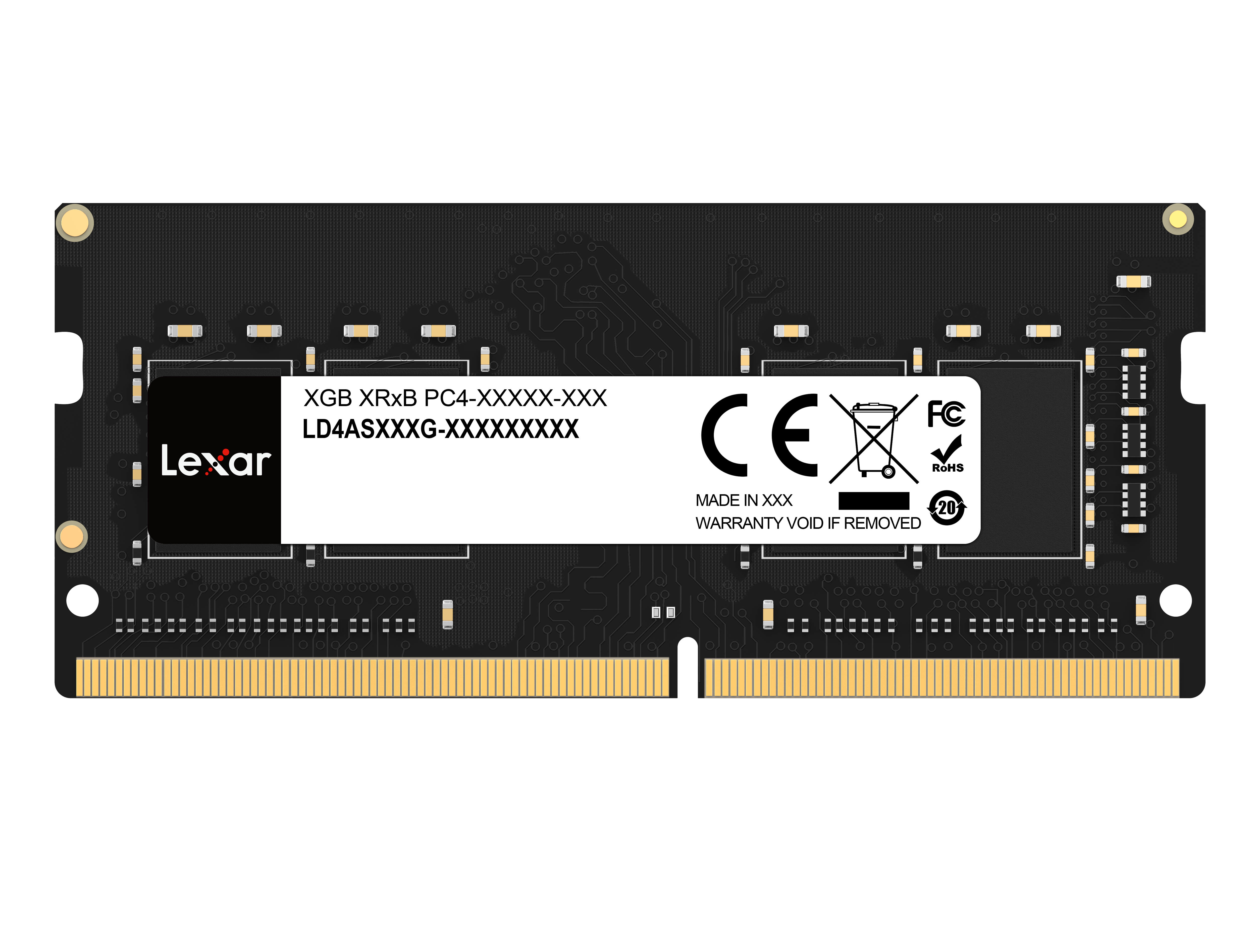 A large main feature product image of Lexar 16GB Single (1x16GB) DDR4-3200 C22 SO-DIMM
