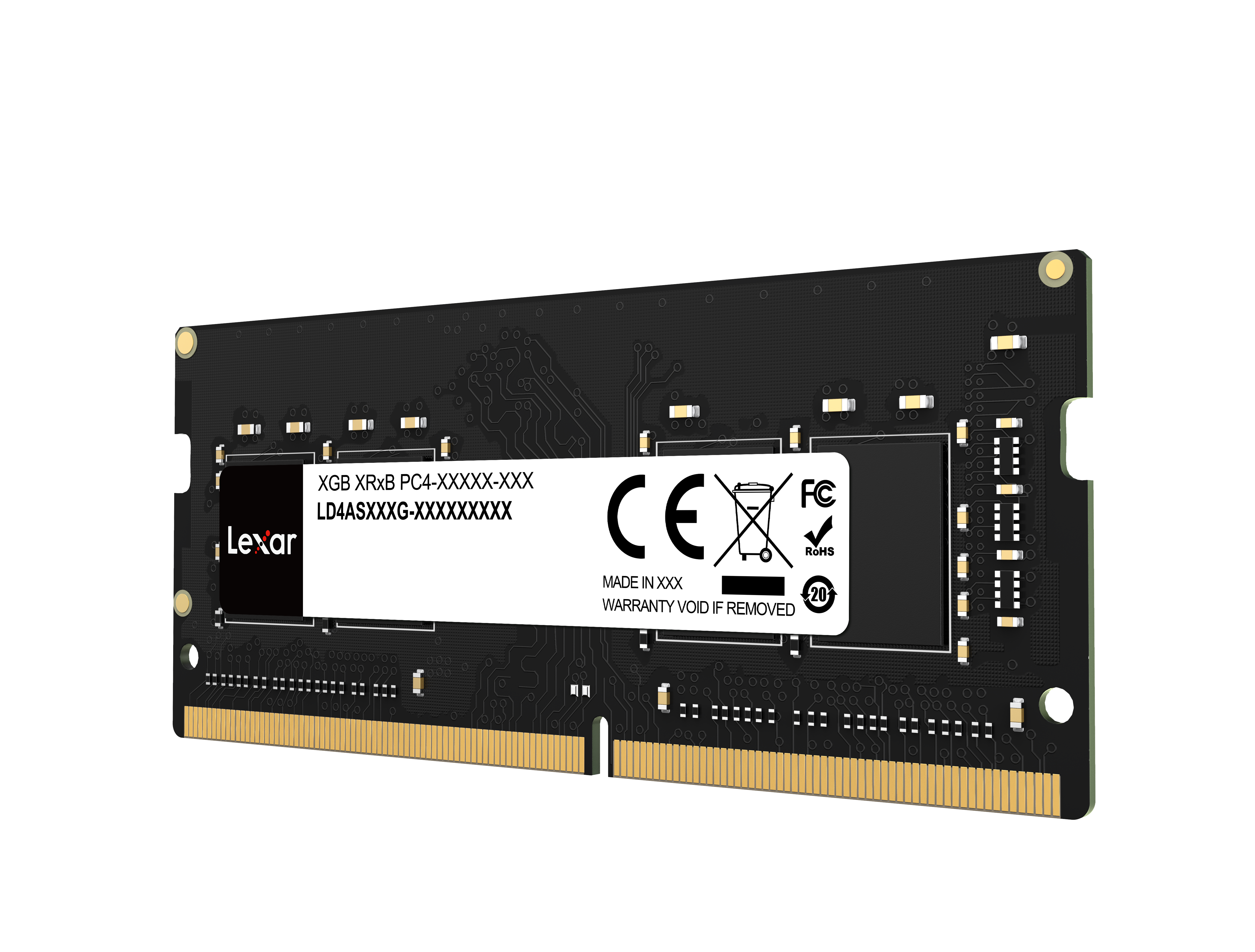 A large main feature product image of Lexar 16GB Single (1x16GB) DDR4-3200 C22 SO-DIMM