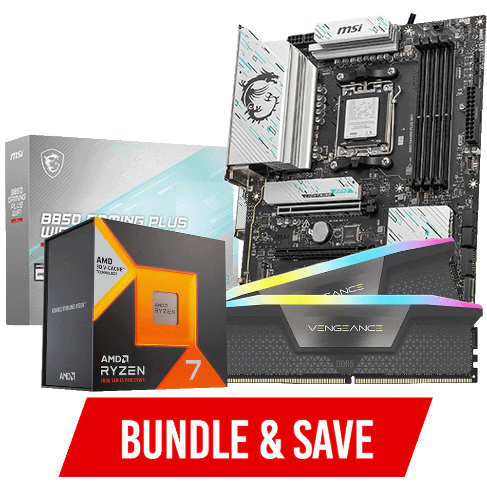 A large main feature product image of MSI B850 Ryzen 7 Gaming Bundle