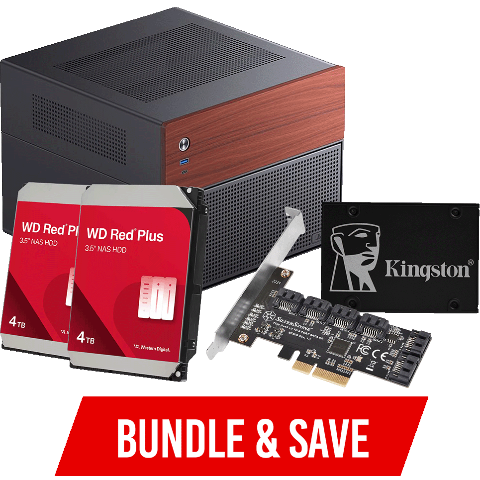 A large main feature product image of Jonsbo NAS Case + HDDs Bundle