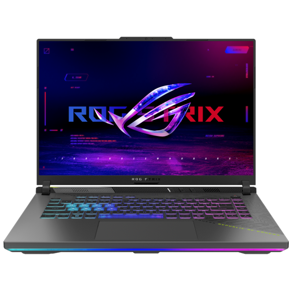 A large main feature product image of #PCR ASUS ROG Strix G16 (G614) - 16" 165Hz, Ryzen 9 890HX, RTX 5070 Ti, 16GB/512GB - Win 11 Gaming Notebook