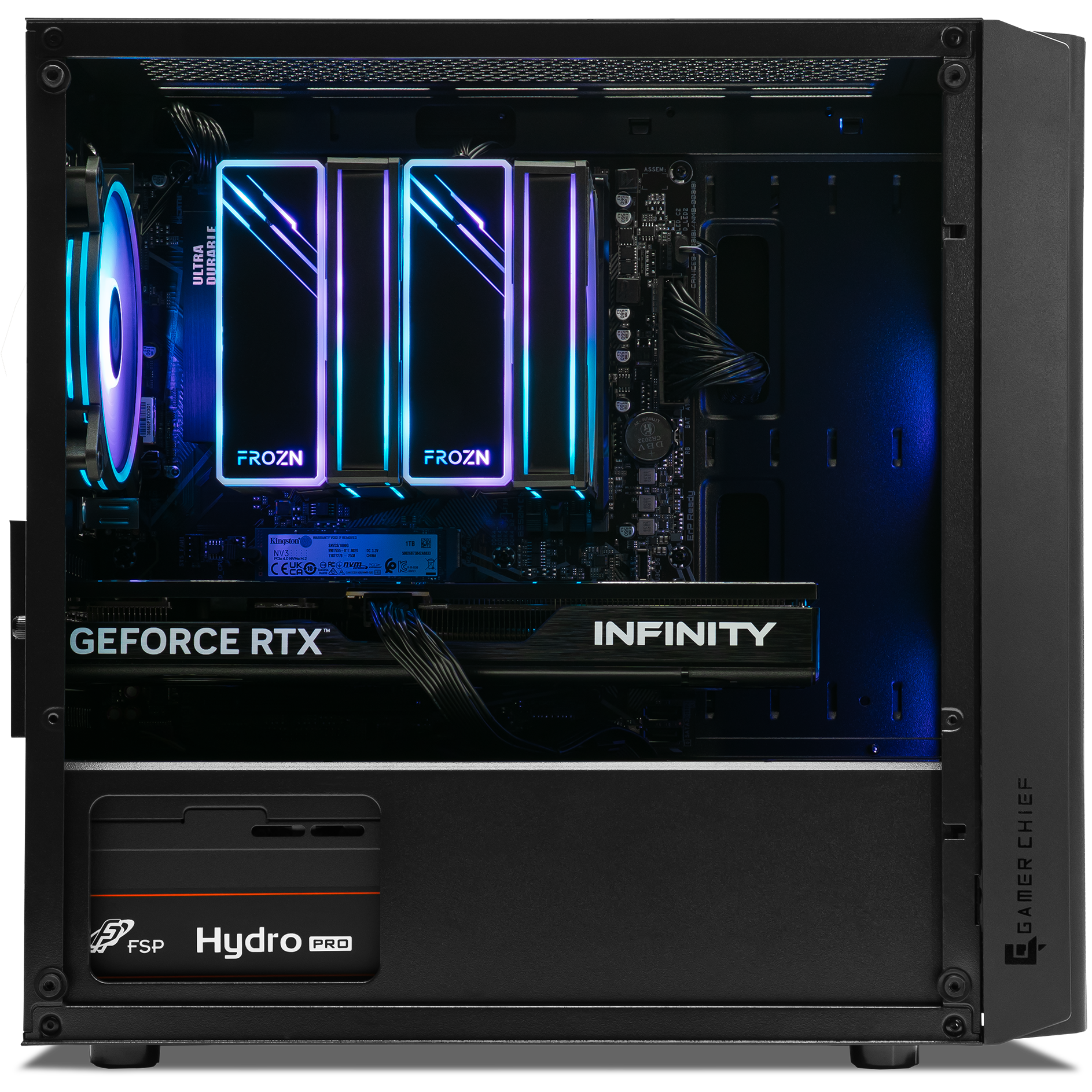 A large main feature product image of EX-DEMO PLE Cosmic RTX 5060 Ti Prebuilt Ready To Go Gaming PC