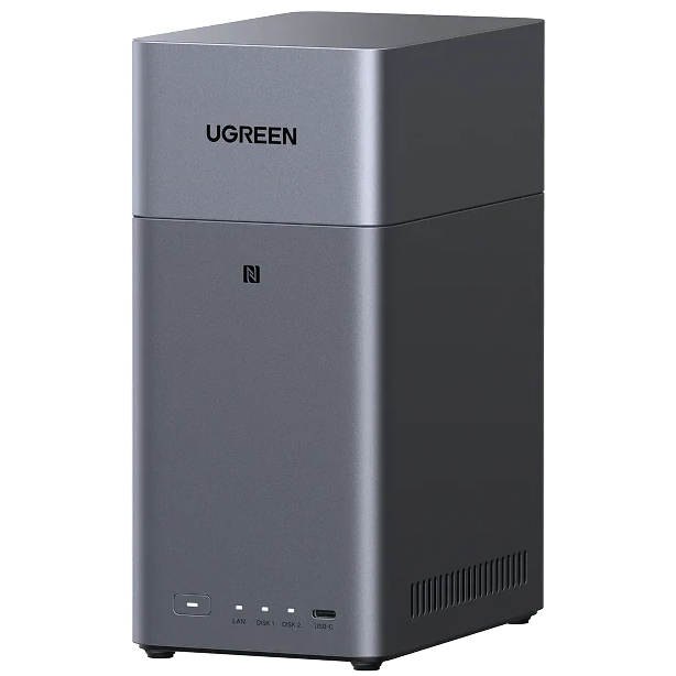 A large main feature product image of EX-DEMO UGREEN NASync DH2300 2-Bay NAS (1.8GHz ARM 8-Core, 4GB RAM, 1GbE)